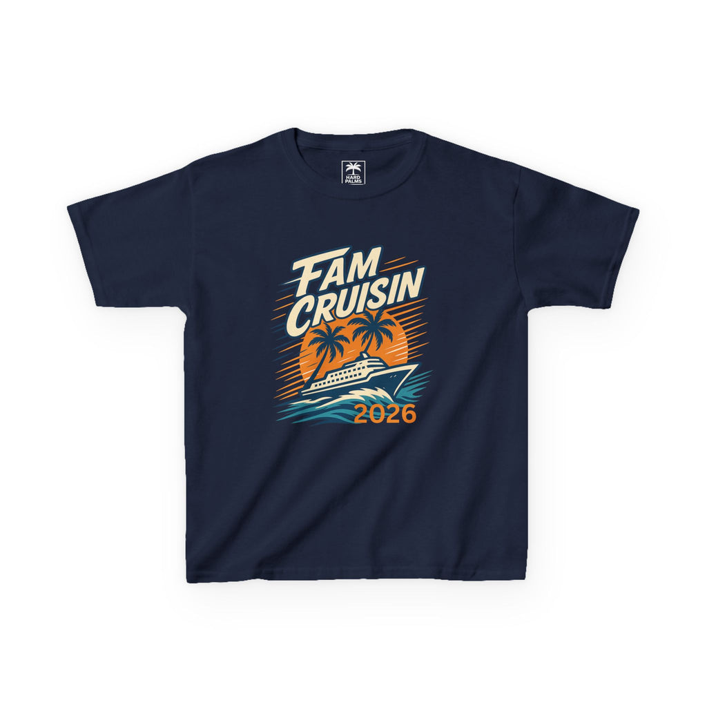 "Fam Cruisin 2026" YOUTH Family Vacation Tee - Family Cruise Tee by Hard Palms