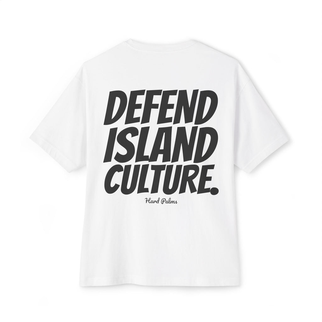Hard Palms “Defend Island Culture” Oversized Boxy Tee - Premium Lifestyle Streetwear - White