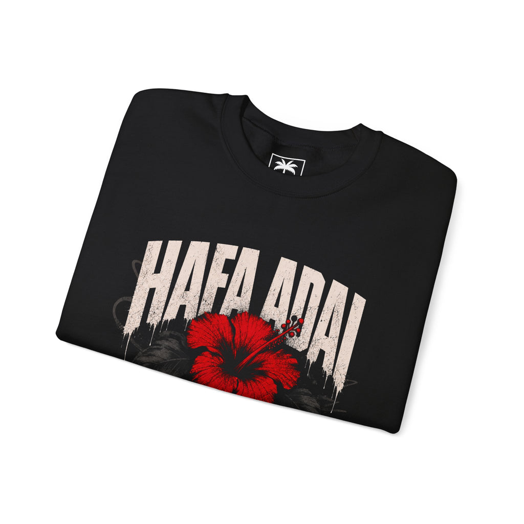"Hafa Adai Hard" Crewneck Sweater - Lifestyle Streetwear - Black