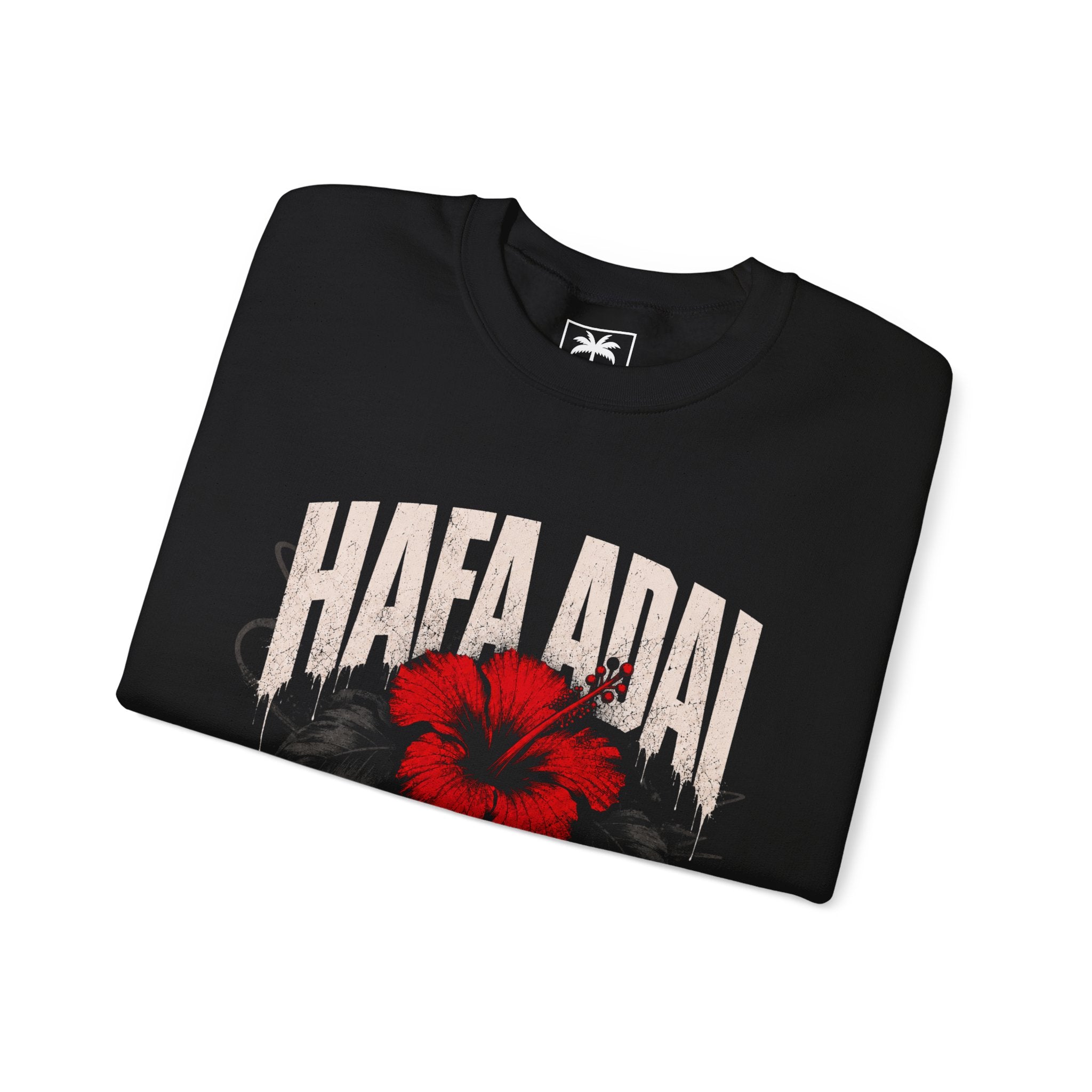 "Hafa Adai Hard" Crewneck Sweater - Lifestyle Streetwear - Black