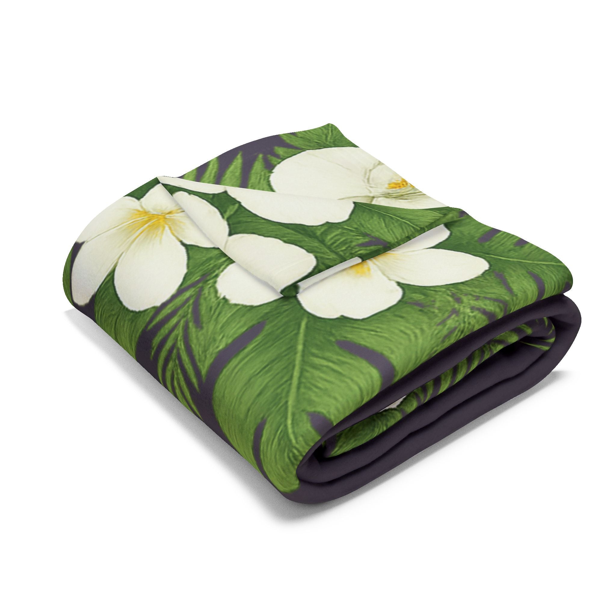 Mom Premium Fleece Blanket – Sentimental Gift for Mom – Tropical White Floral Throw by Hard Palms