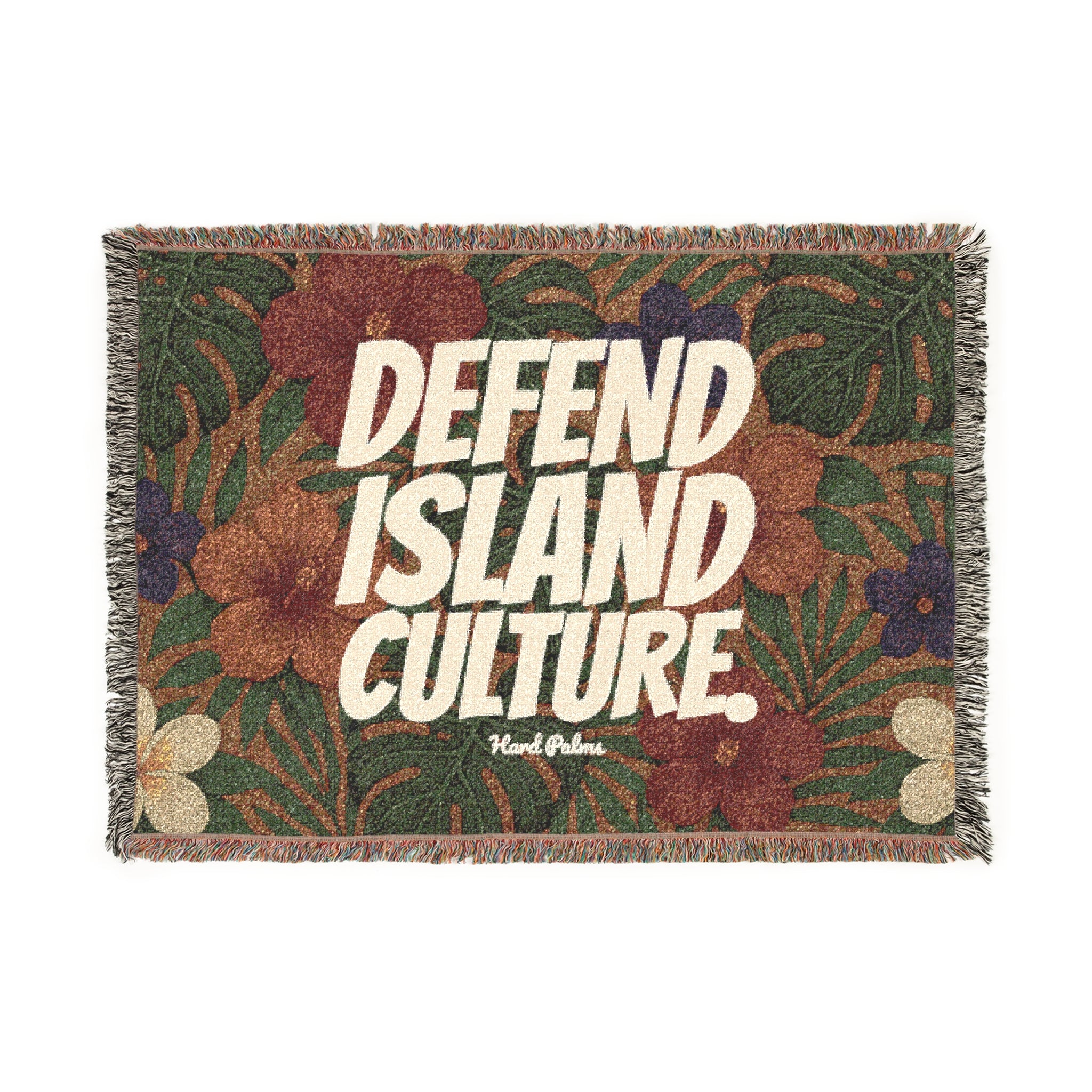 "Defend Island Culture" Woven Blanket – Premium Lifestyle Comfort & Cozy Throw - Coffee