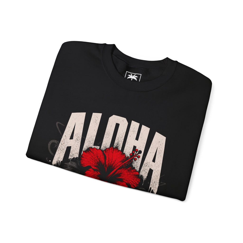 "Aloha Hard" Crewneck Sweater - Lifestyle Streetwear - Black