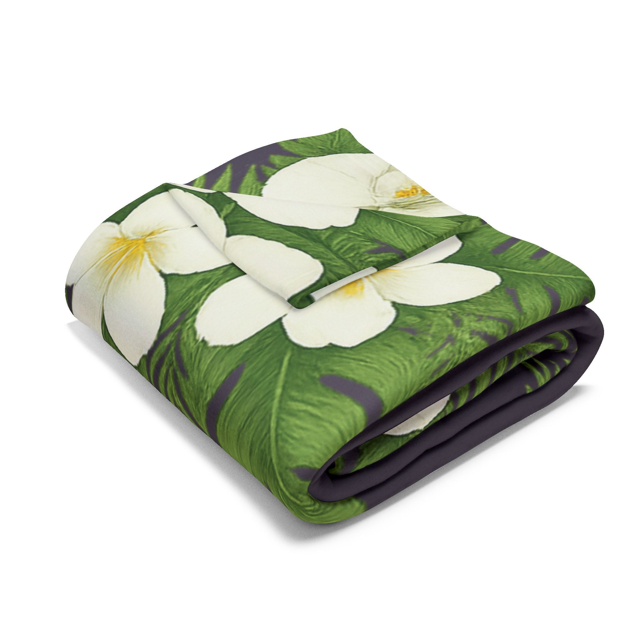 Mom Premium Fleece Blanket – Sentimental Gift for Mom – Tropical White Floral Throw by Hard Palms