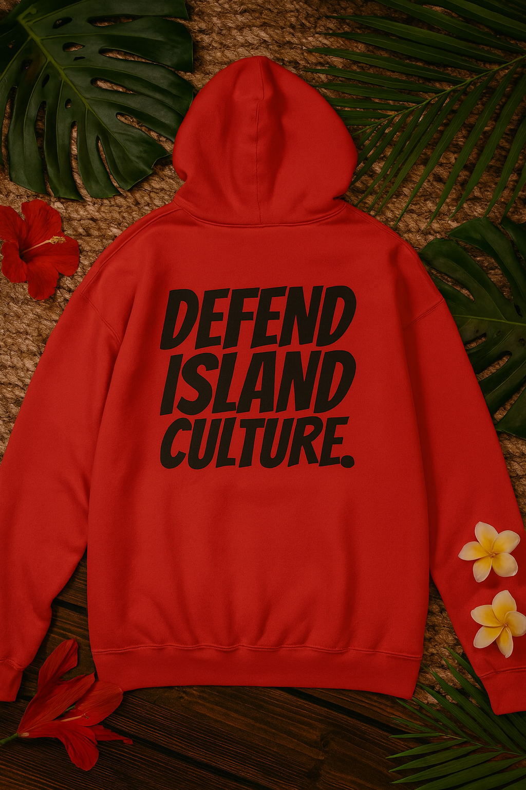 Hard Palms “Defend Island Culture” Hoodie – Lifestyle Streetwear - Red