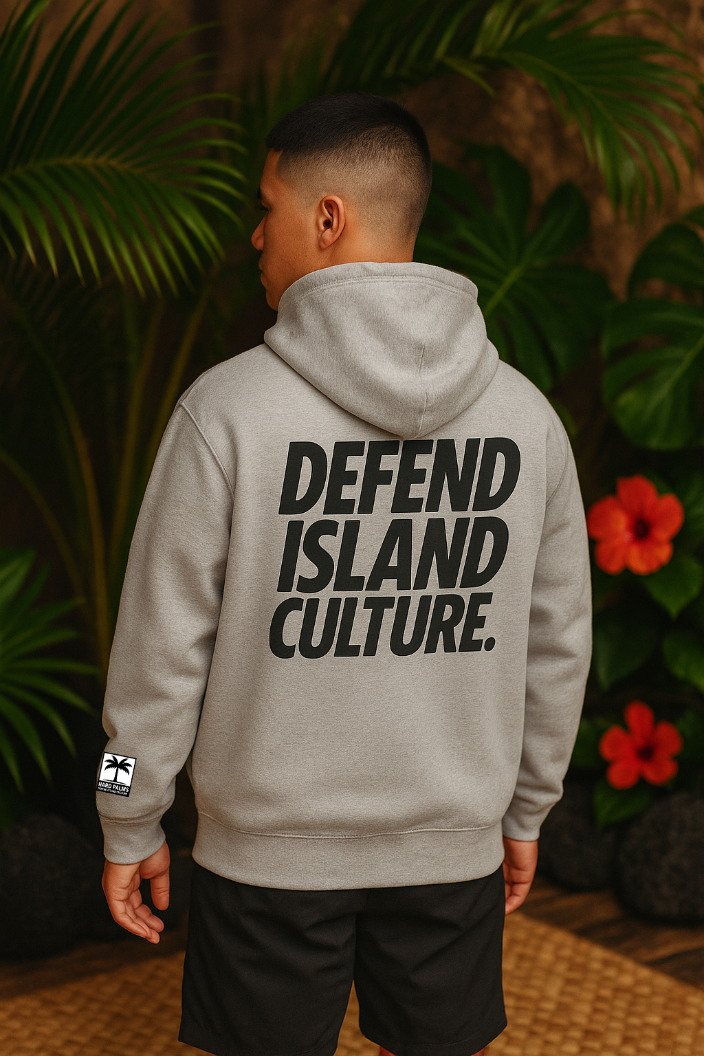 Hard Palms “Defend Island Culture” Hoodie – Lifestyle Streetwear - Sport Gray