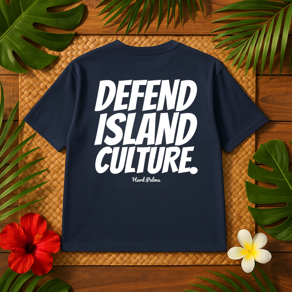 Hard Palms “Defend Island Culture” Oversized Boxy Tee - Premium Lifestyle Streetwear - Blue
