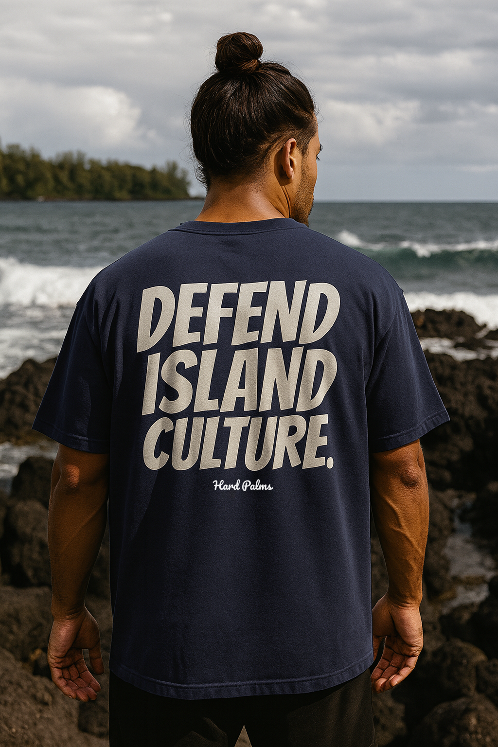 Hard Palms “Defend Island Culture” Oversized Boxy Tee - Premium Lifestyle Streetwear - Blue