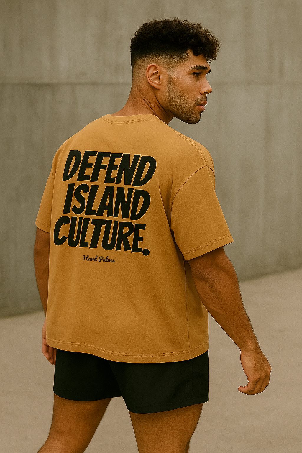 Hard Palms “Defend Island Culture” Oversized Boxy Tee - Premium Lifestyle Streetwear - Toast