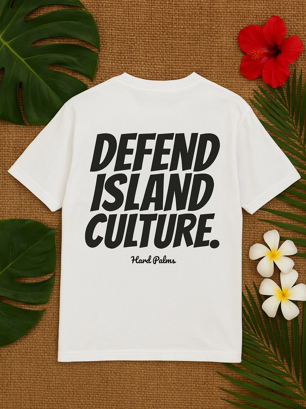 Hard Palms “Defend Island Culture” Oversized Boxy Tee - Premium Lifestyle Streetwear - White