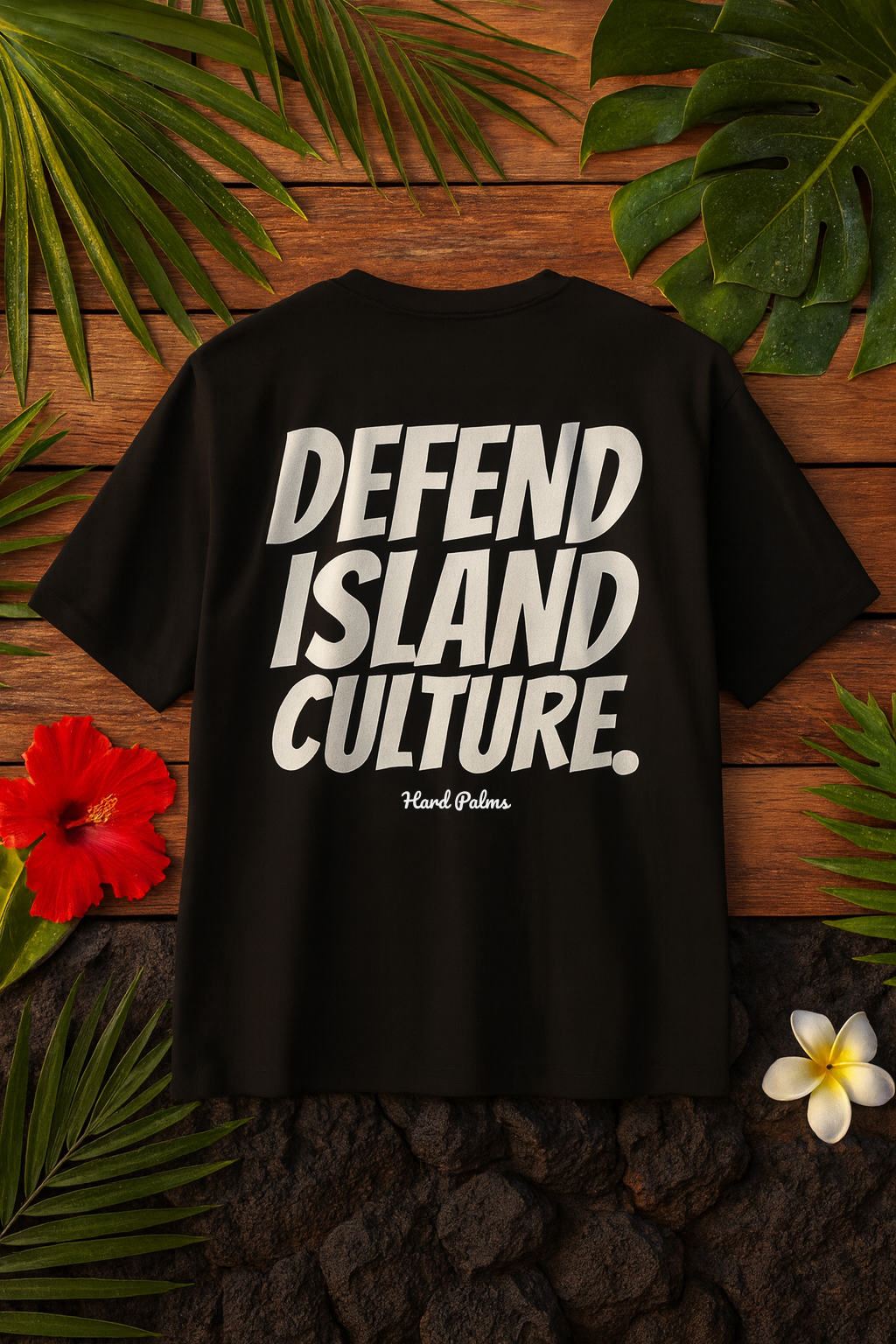 Hard Palms “Defend Island Culture” Oversized Boxy Tee - Premium Lifestyle Streetwear - Black