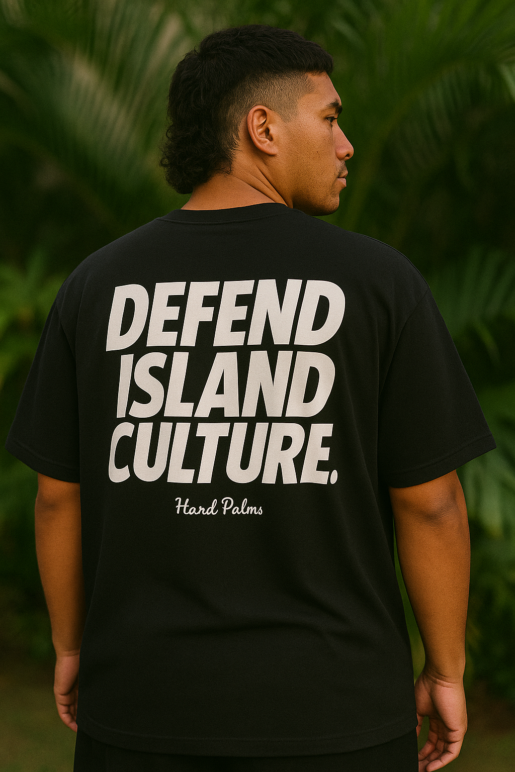 Hard Palms “Defend Island Culture” Oversized Boxy Tee - Premium Lifestyle Streetwear - Black
