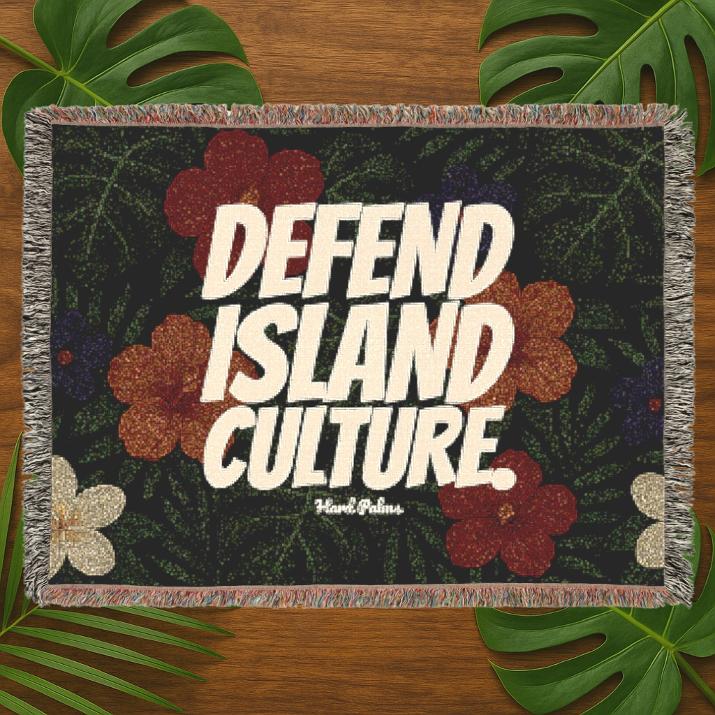 "Defend Island Culture" Woven Blanket – Premium Lifestyle Comfort & Cozy Throw - Black