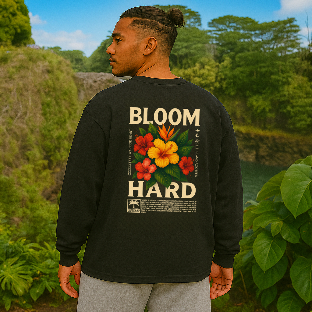 "Bloom Hard" Long Sleeve Tee - Lifestyle Streetwear by Hard Palms - Black