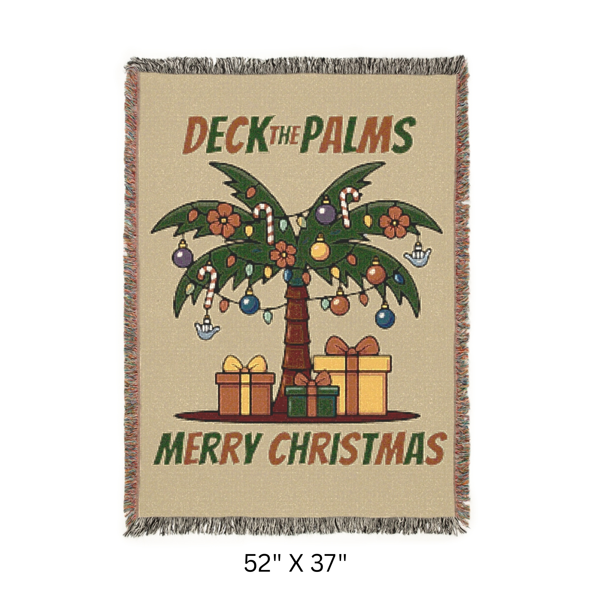 "Deck The Palms" Woven X-Mas Blanket – Premium Lifestyle Comfort & Cozy Throw