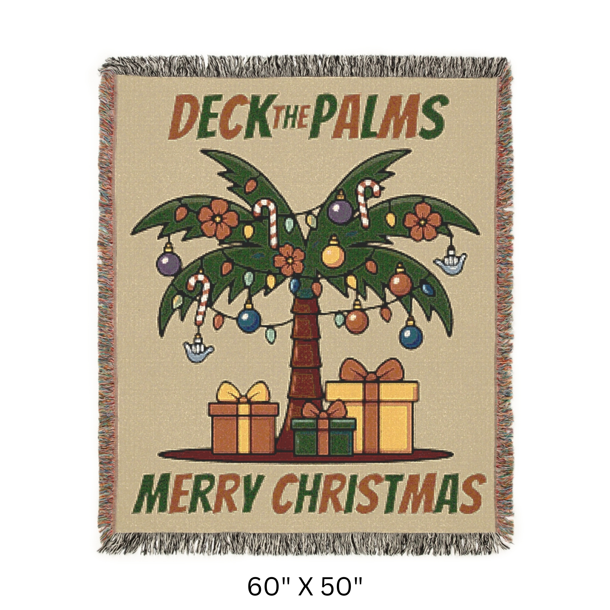 "Deck The Palms" Woven X-Mas Blanket – Premium Lifestyle Comfort & Cozy Throw
