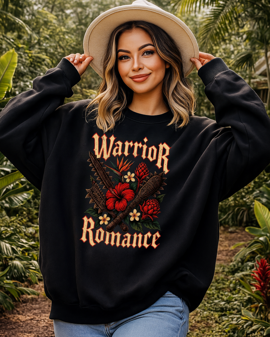 "Warrior Romance" Long Sleeve Tee - Lifestyle Streetwear by Hard Palms - Black