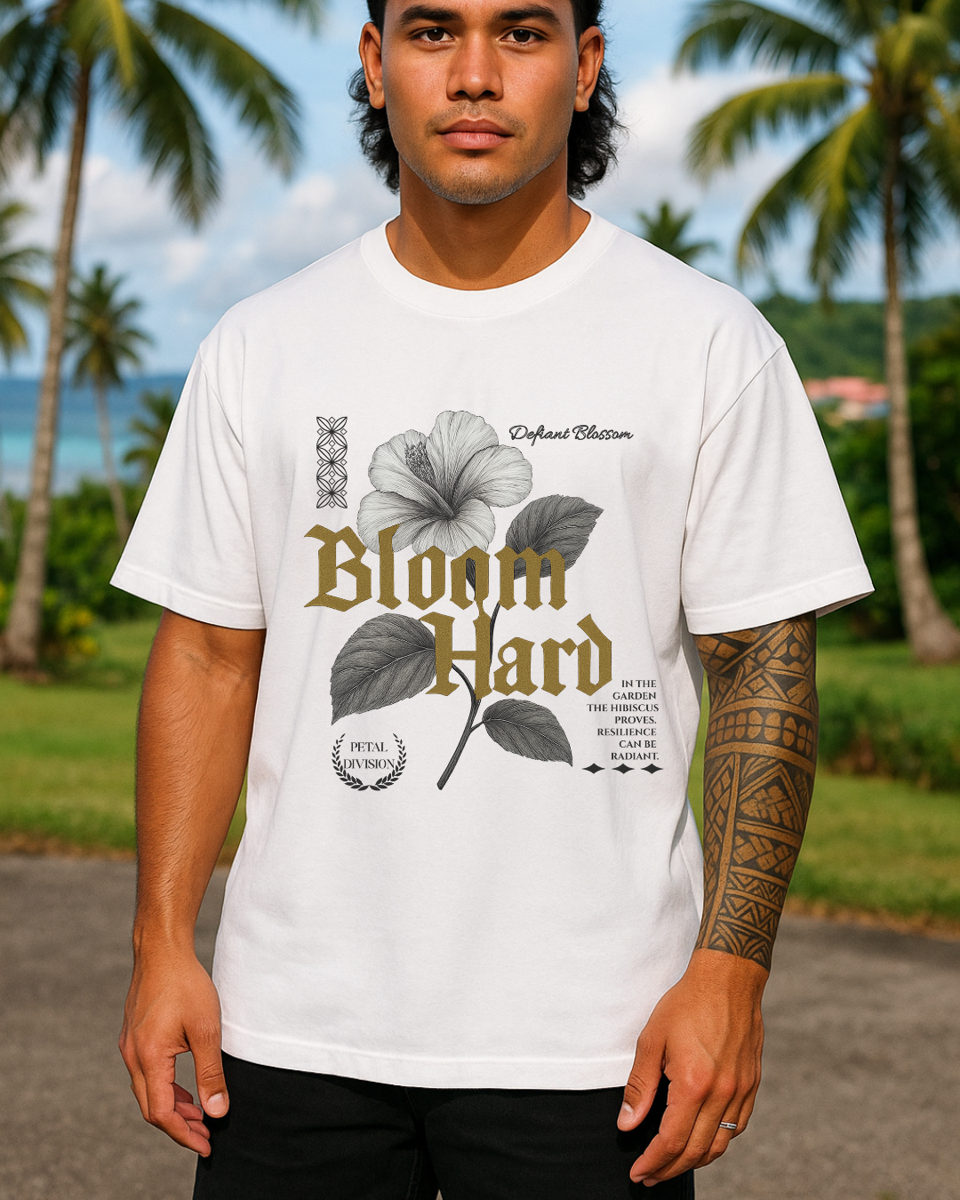 "Bloom Hard" Oversized Boxy Tee - Premium Lifestyle Streetwear by Hard Palms - White