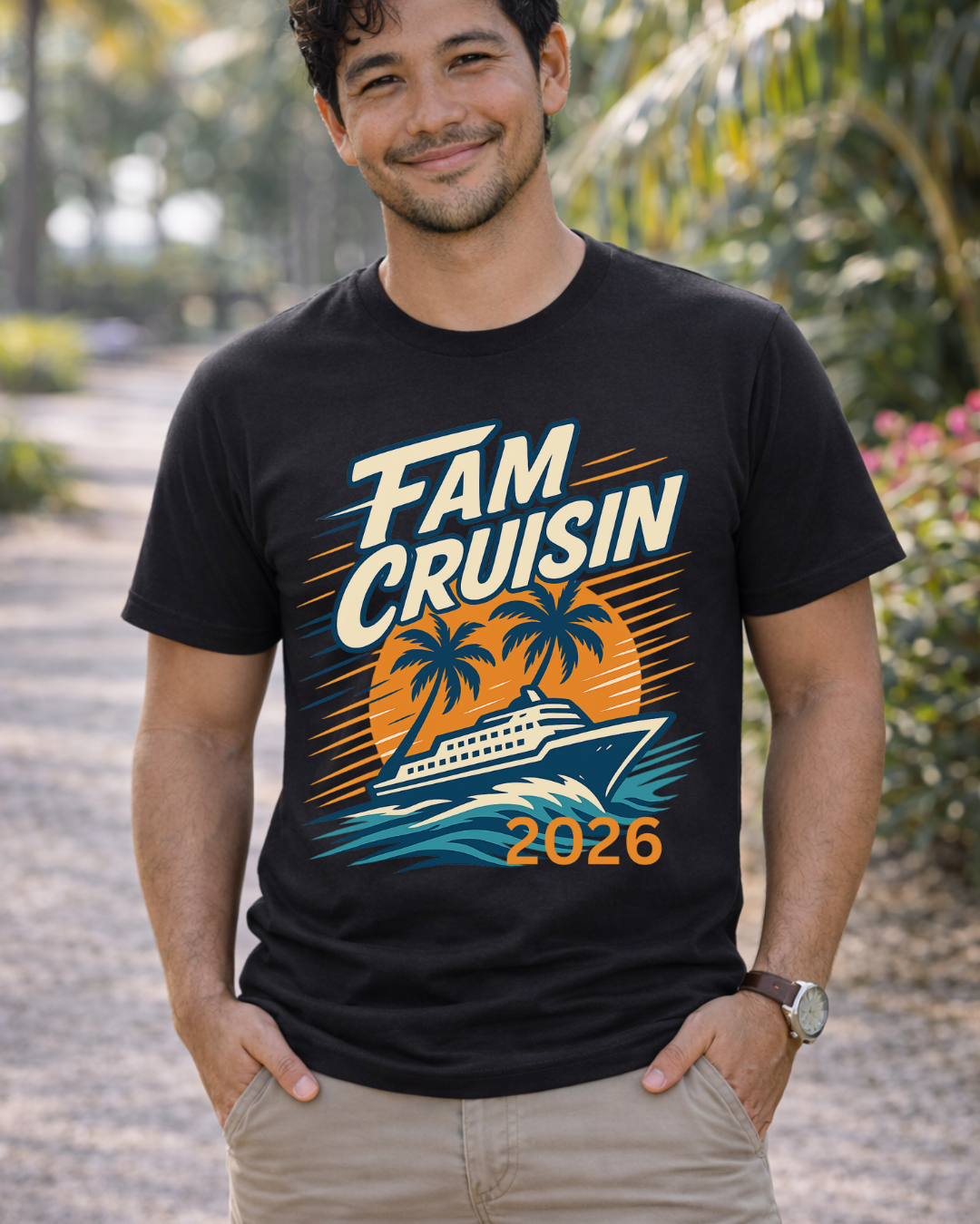 "Fam Cruisin 2026" Family Vacation Tee - Family Cruise Tee by Hard Palms