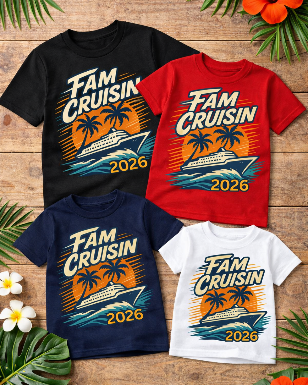 "Fam Cruisin 2026" Family Vacation Tee - Family Cruise Tee by Hard Palms