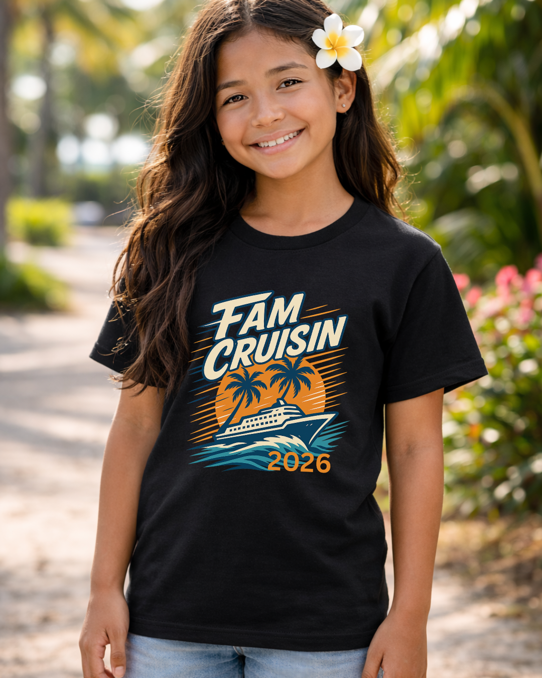 "Fam Cruisin 2026" YOUTH Family Vacation Tee - Family Cruise Tee by Hard Palms