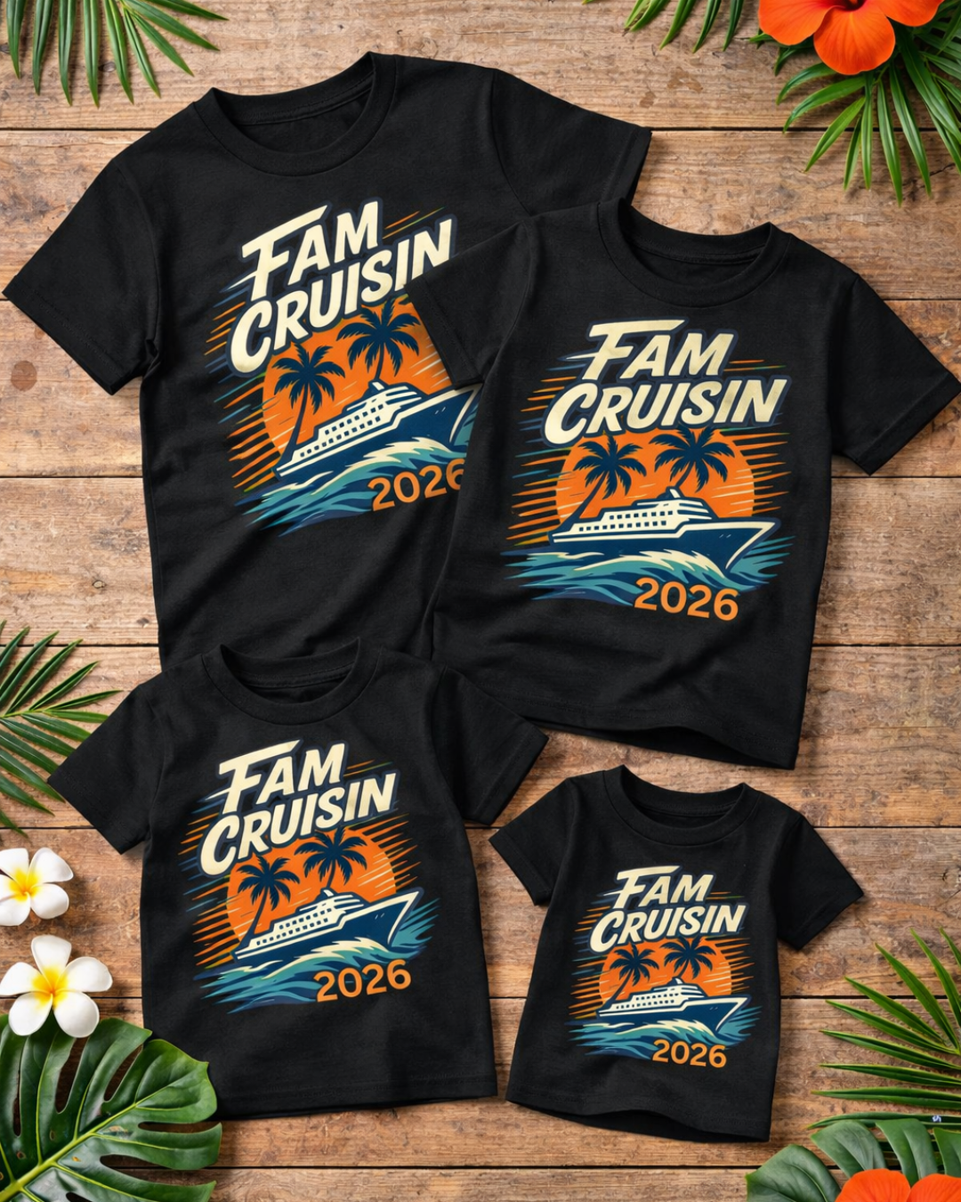 "Fam Cruisin 2026" YOUTH Family Vacation Tee - Family Cruise Tee by Hard Palms