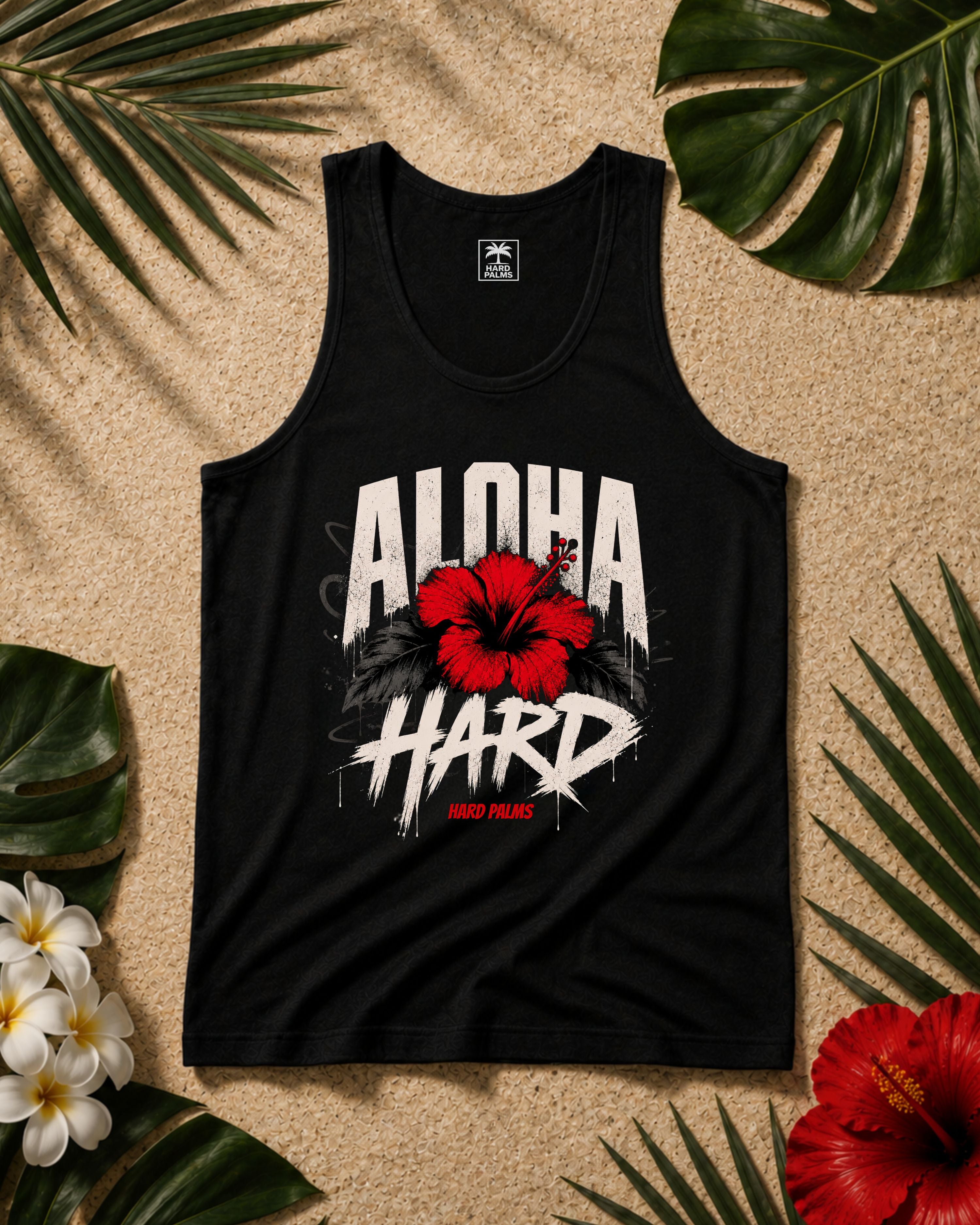 "Aloha Hard" Tank Top by Hard Palms - Black