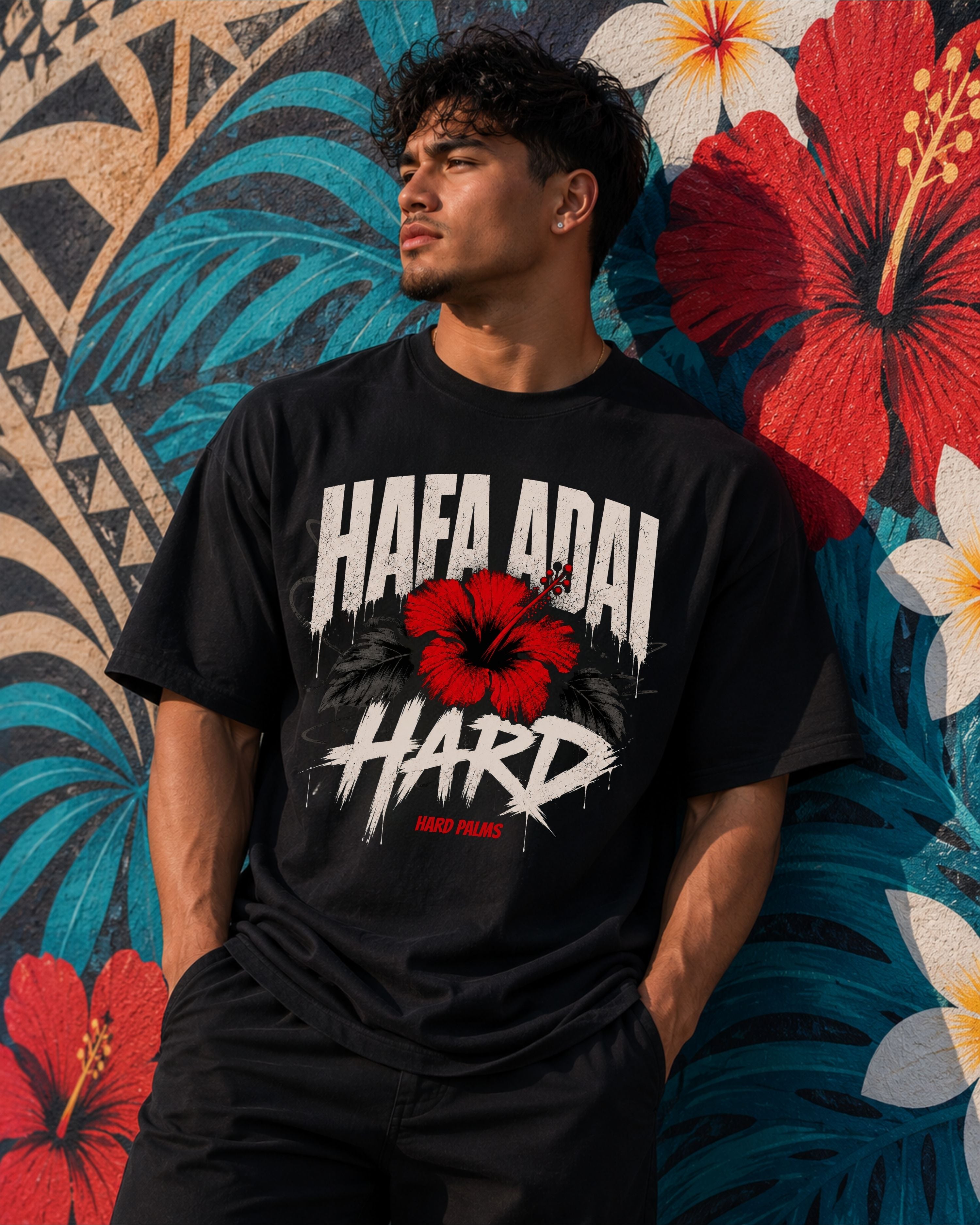 "Hafa Adai Hard" Oversized Boxy Tee - Premium Lifestyle Streetwear - Black
