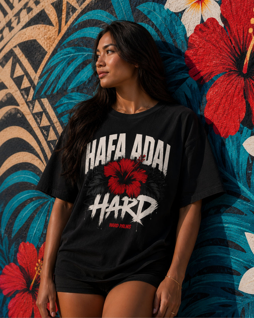 "Hafa Adai Hard" Oversized Boxy Tee - Premium Lifestyle Streetwear - Black