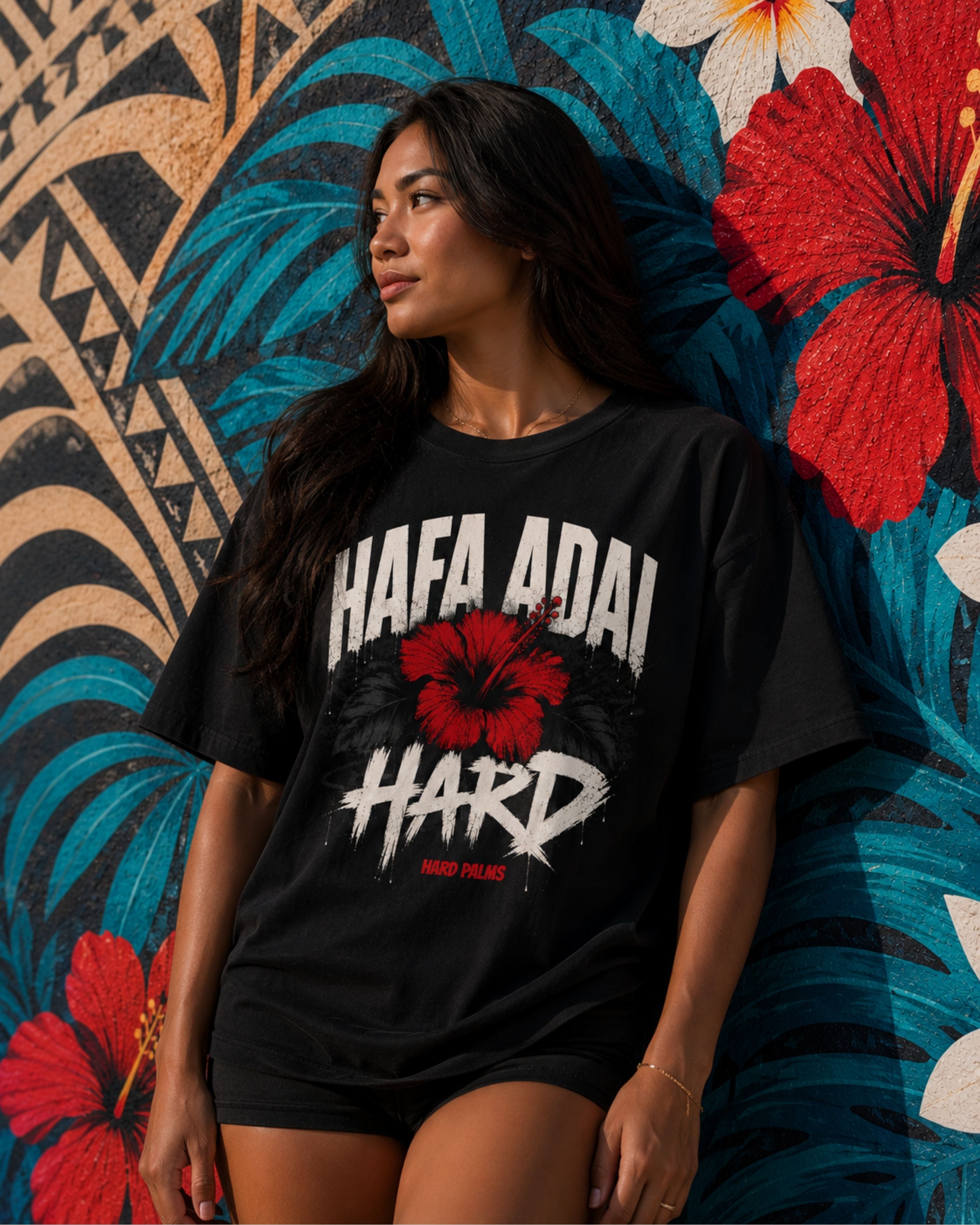 "Hafa Adai Hard" Oversized Boxy Tee - Premium Lifestyle Streetwear - Black