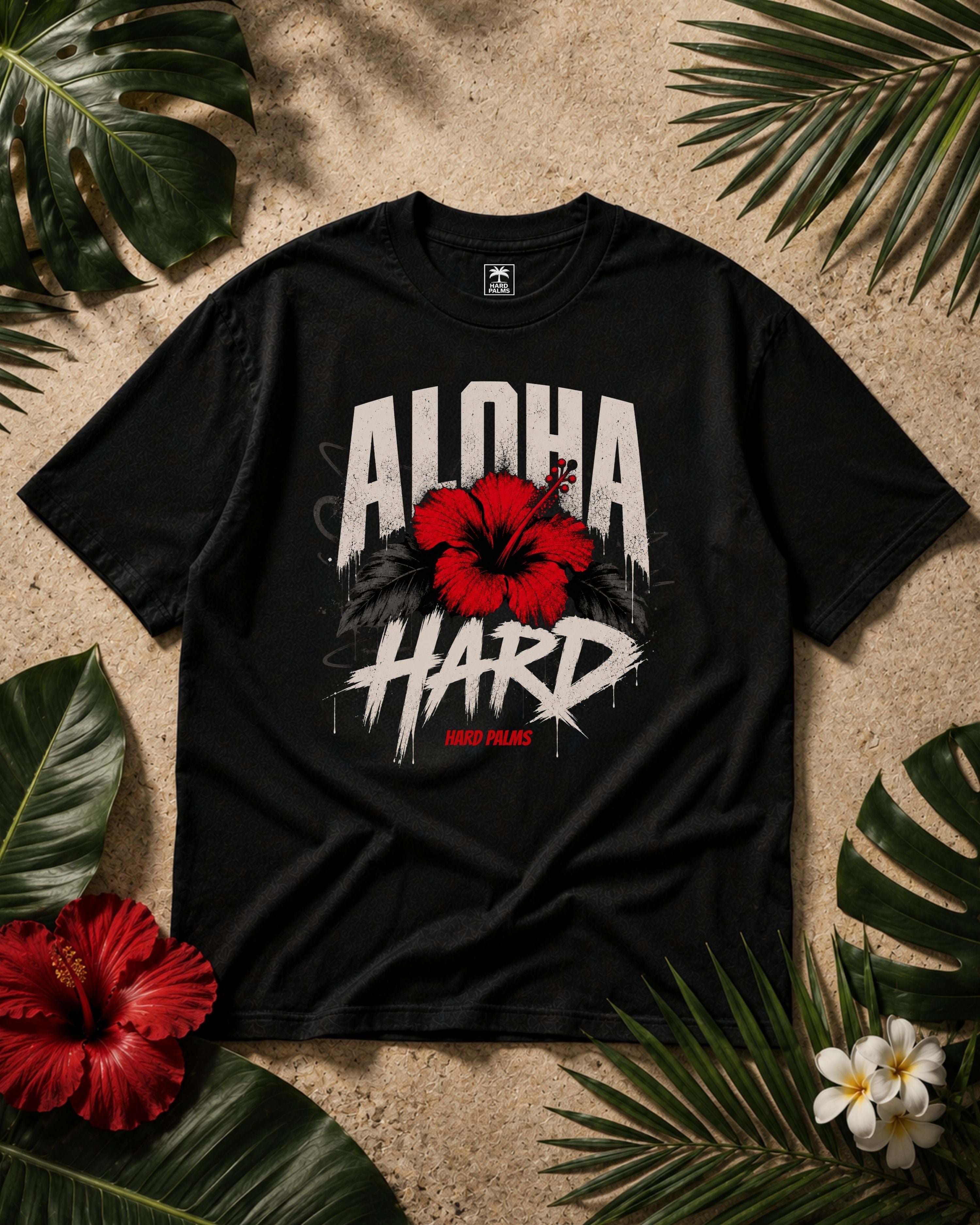 "Aloha Hard" Oversized Boxy Tee - Premium Lifestyle Streetwear - Black