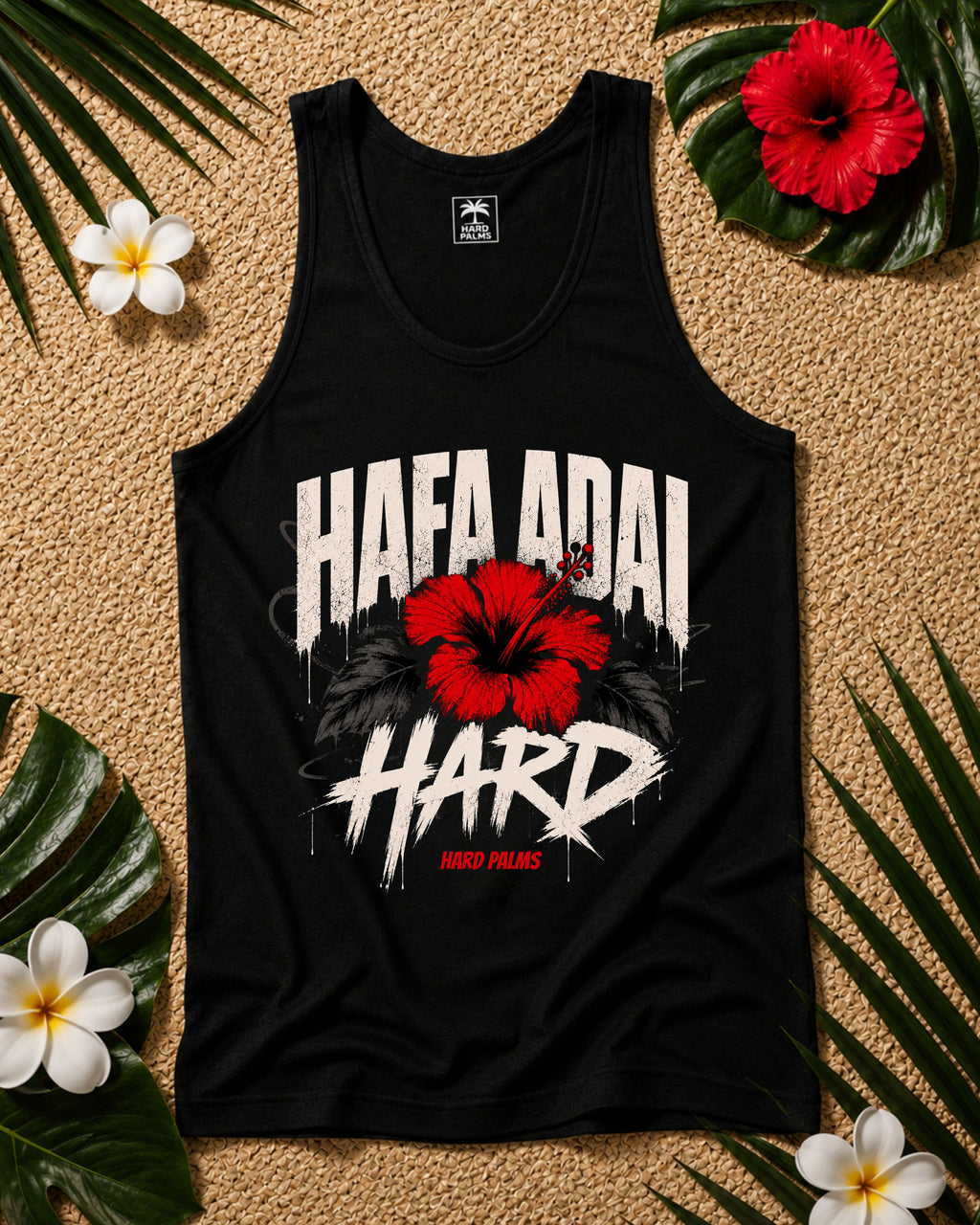 "Hafa Adai Hard" Tank Top by Hard Palms - Black