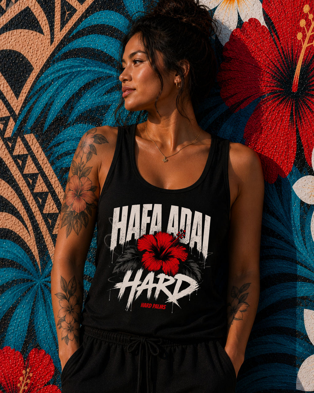 "Hafa Adai Hard" Tank Top by Hard Palms - Black