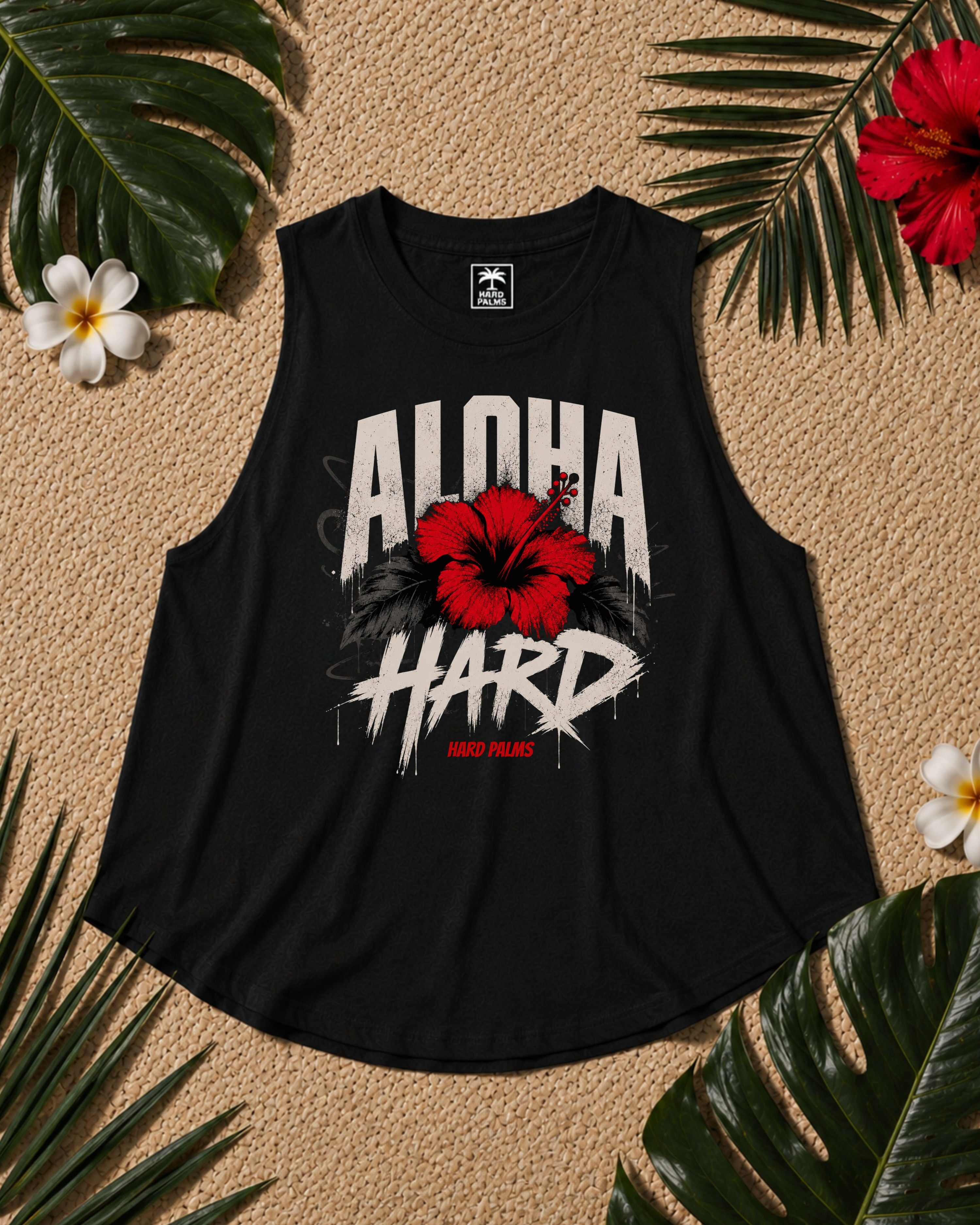 "Aloha Hard" Women's Crop Tank - Black
