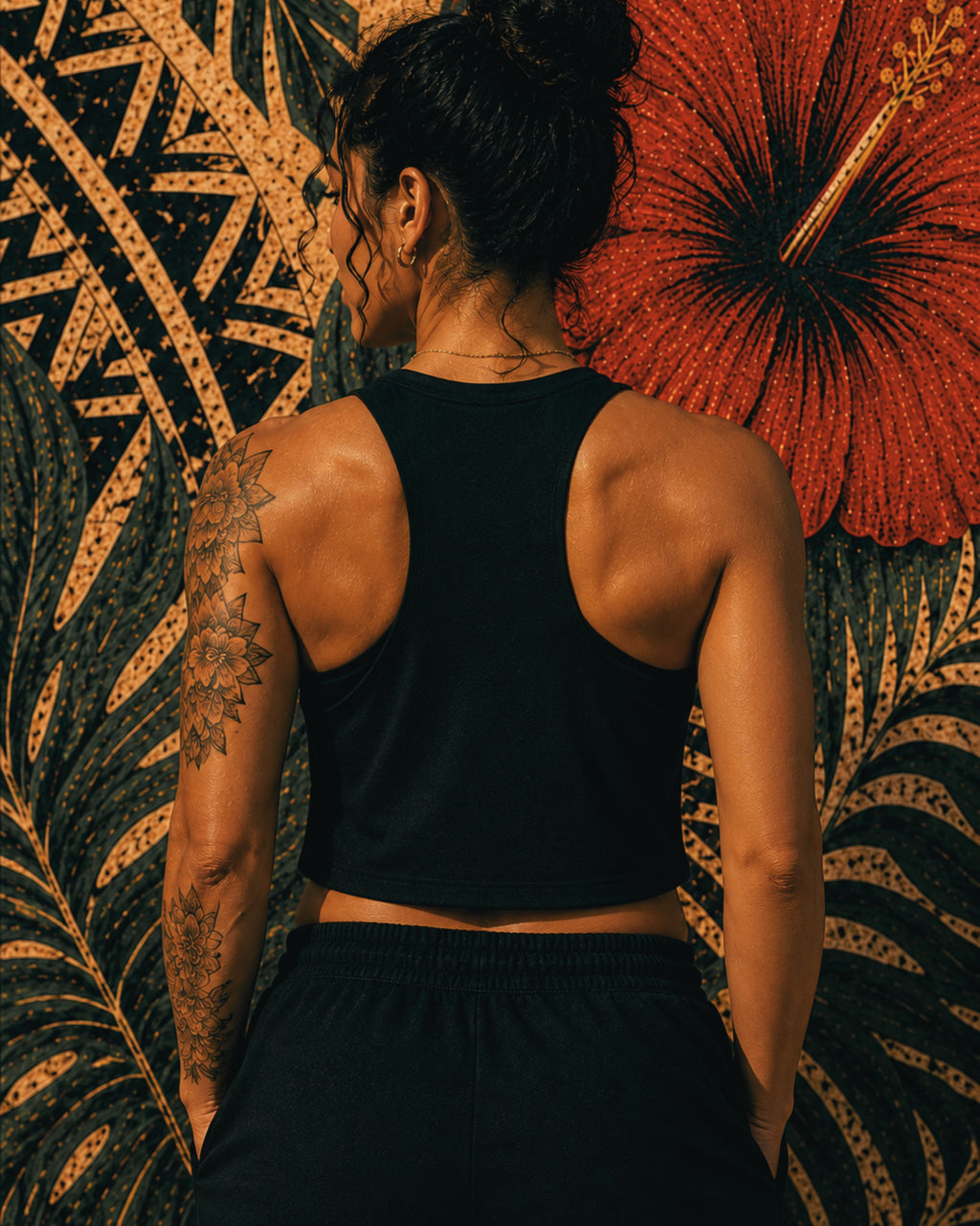 "Aloha Hard" Women's Crop Tank - Black