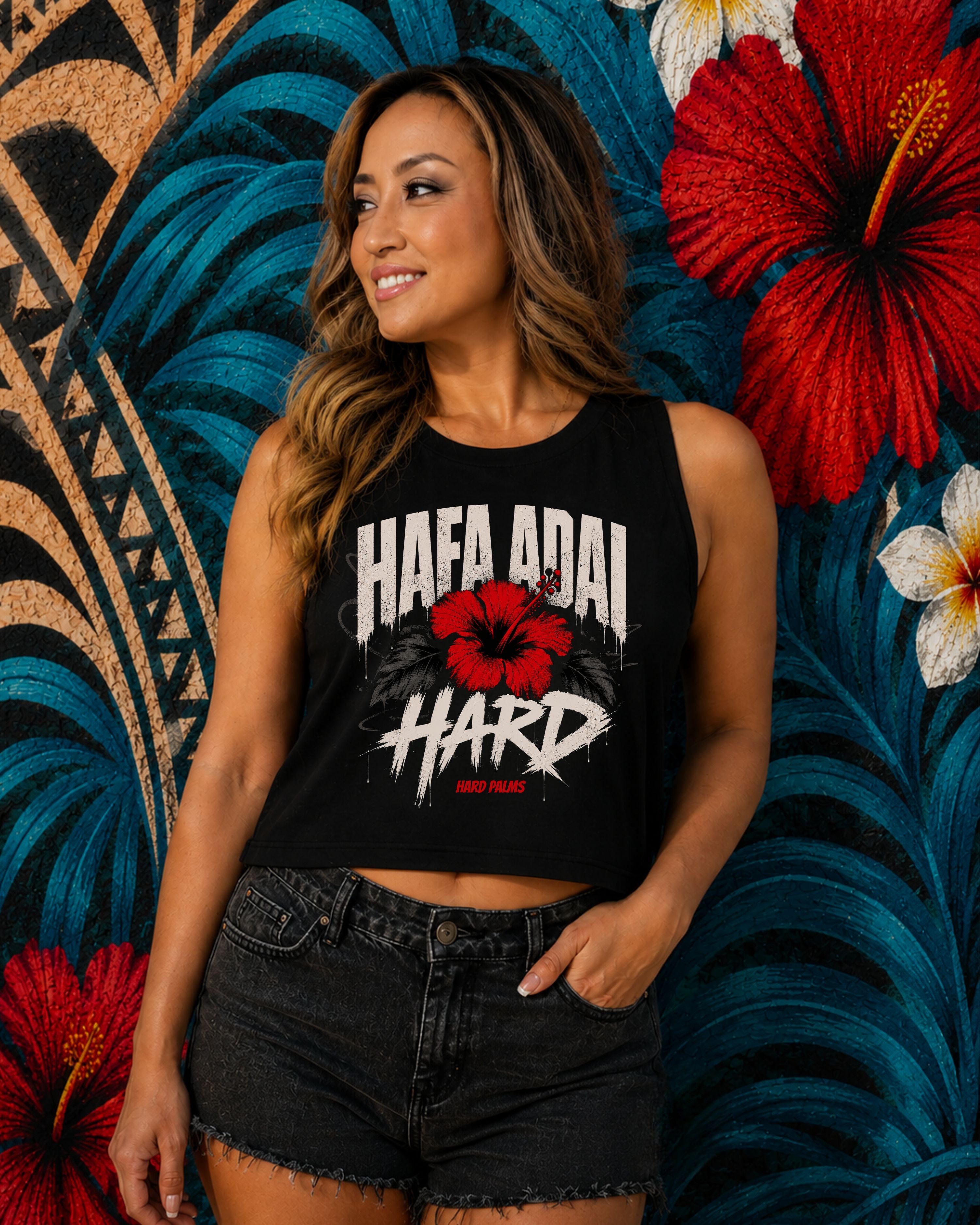 "Hafa Adai" Women's Crop Tank - Black