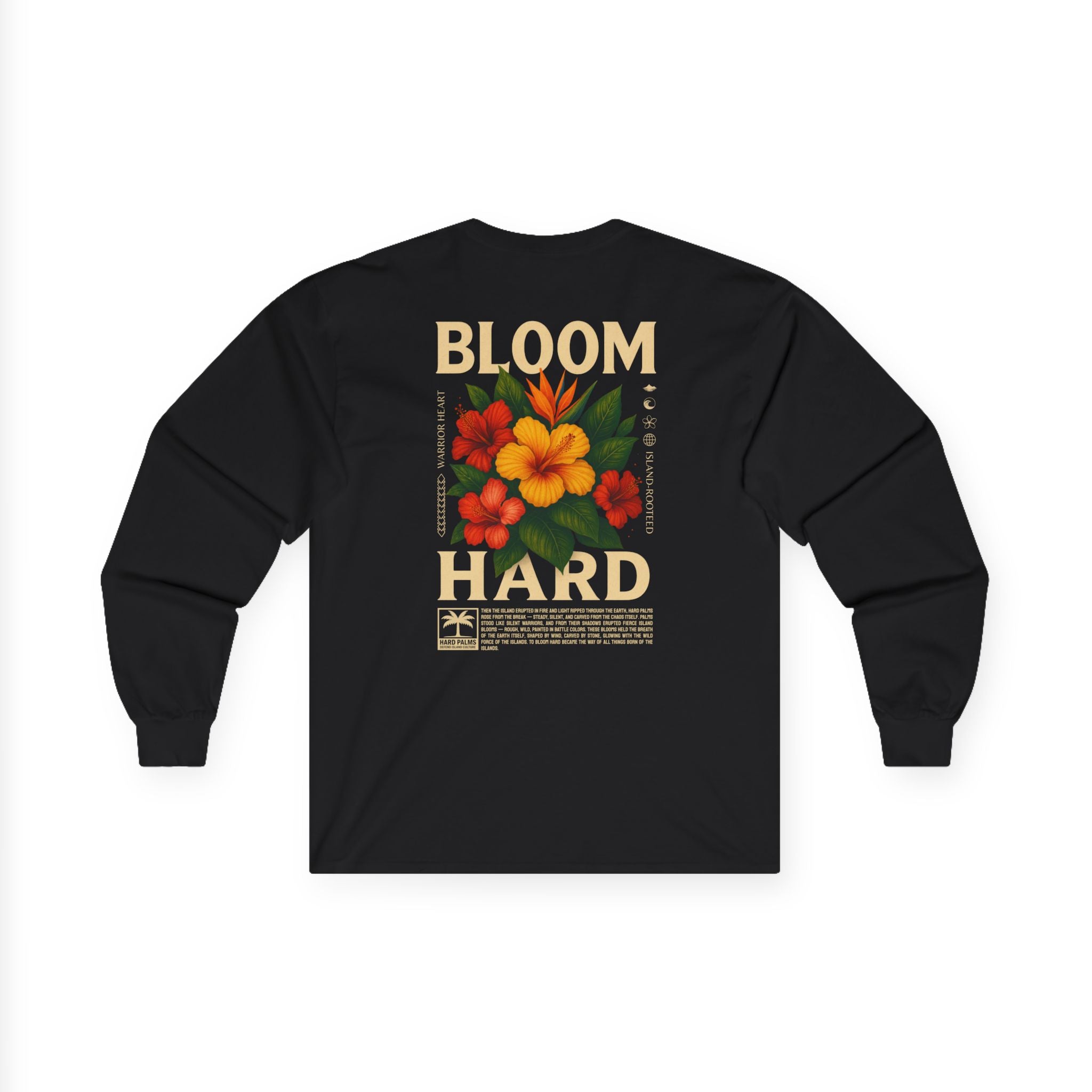 "Bloom Hard" Long Sleeve Tee - Lifestyle Streetwear by Hard Palms - Black