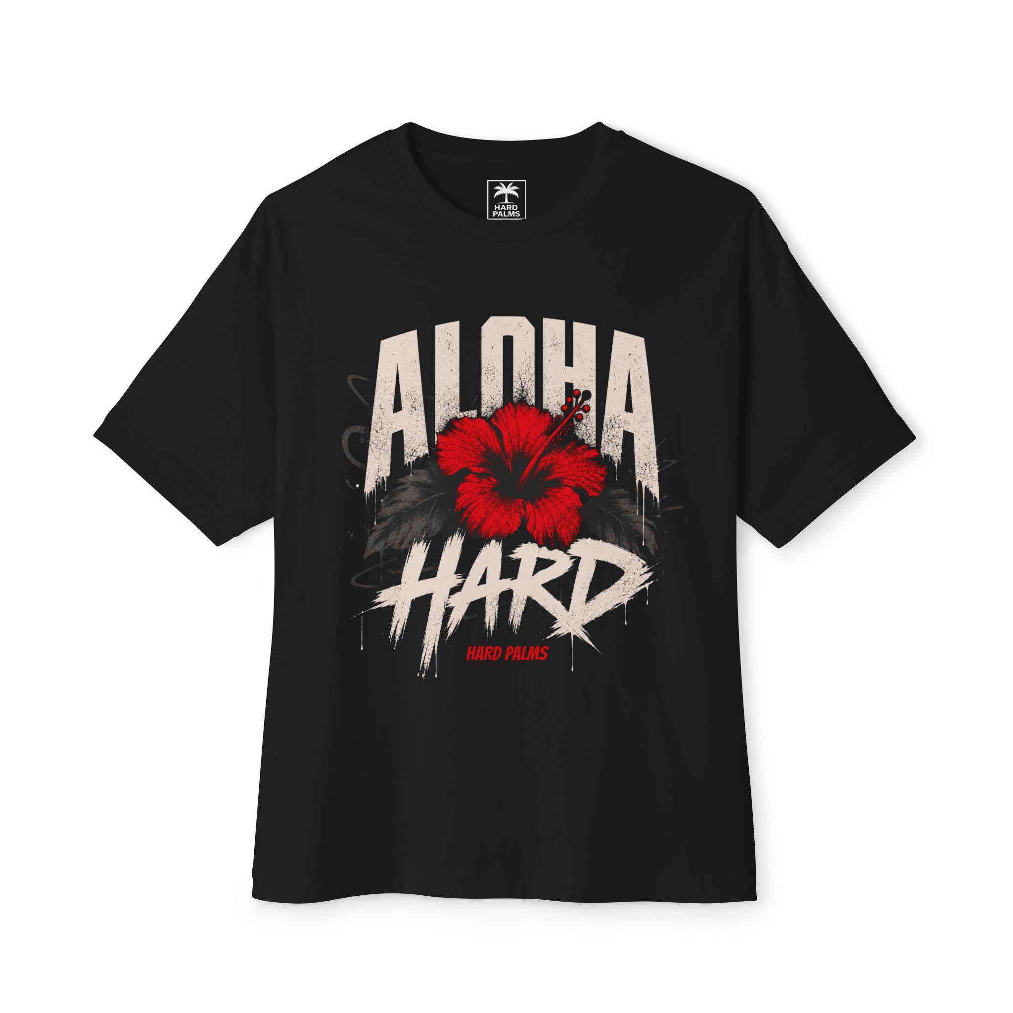 "Aloha Hard" Oversized Boxy Tee - Premium Lifestyle Streetwear - Black