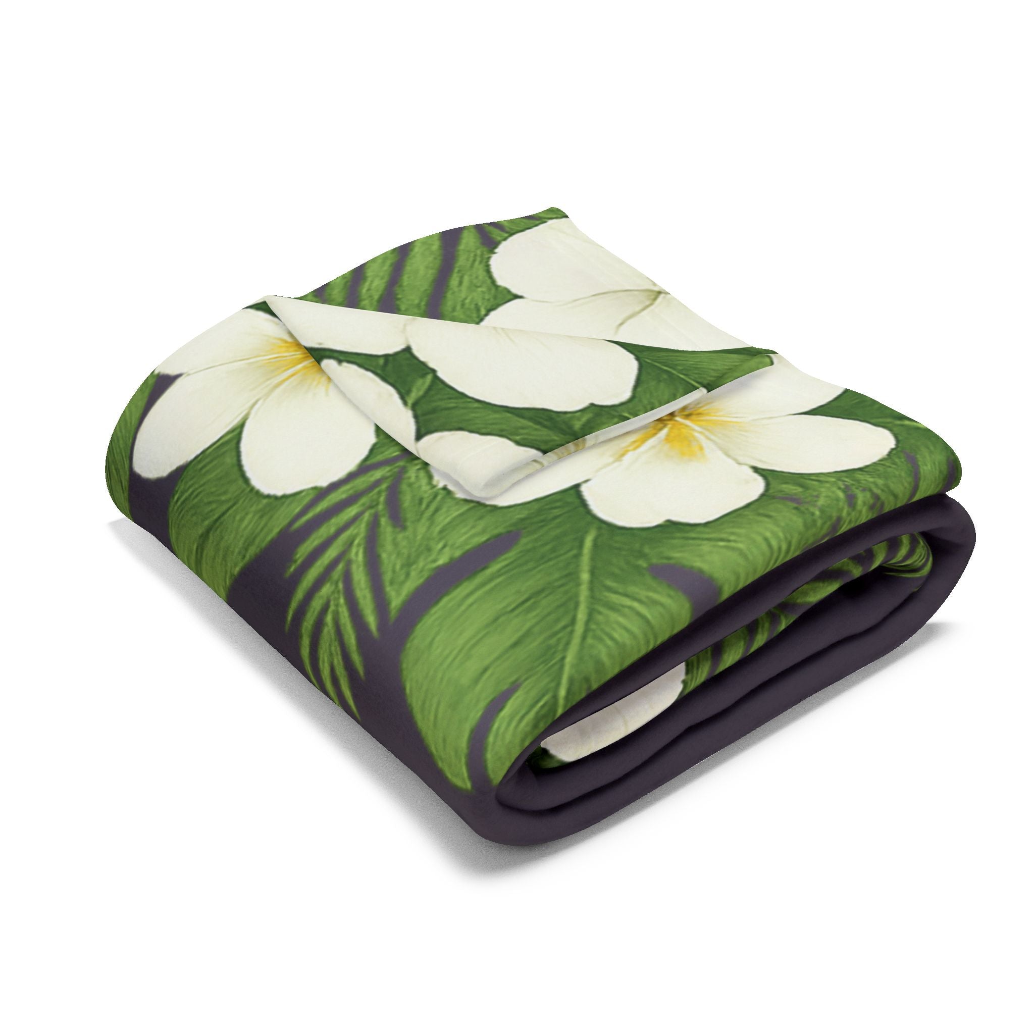 Mom Premium Fleece Blanket – Sentimental Gift for Mom – Tropical White Floral Throw by Hard Palms