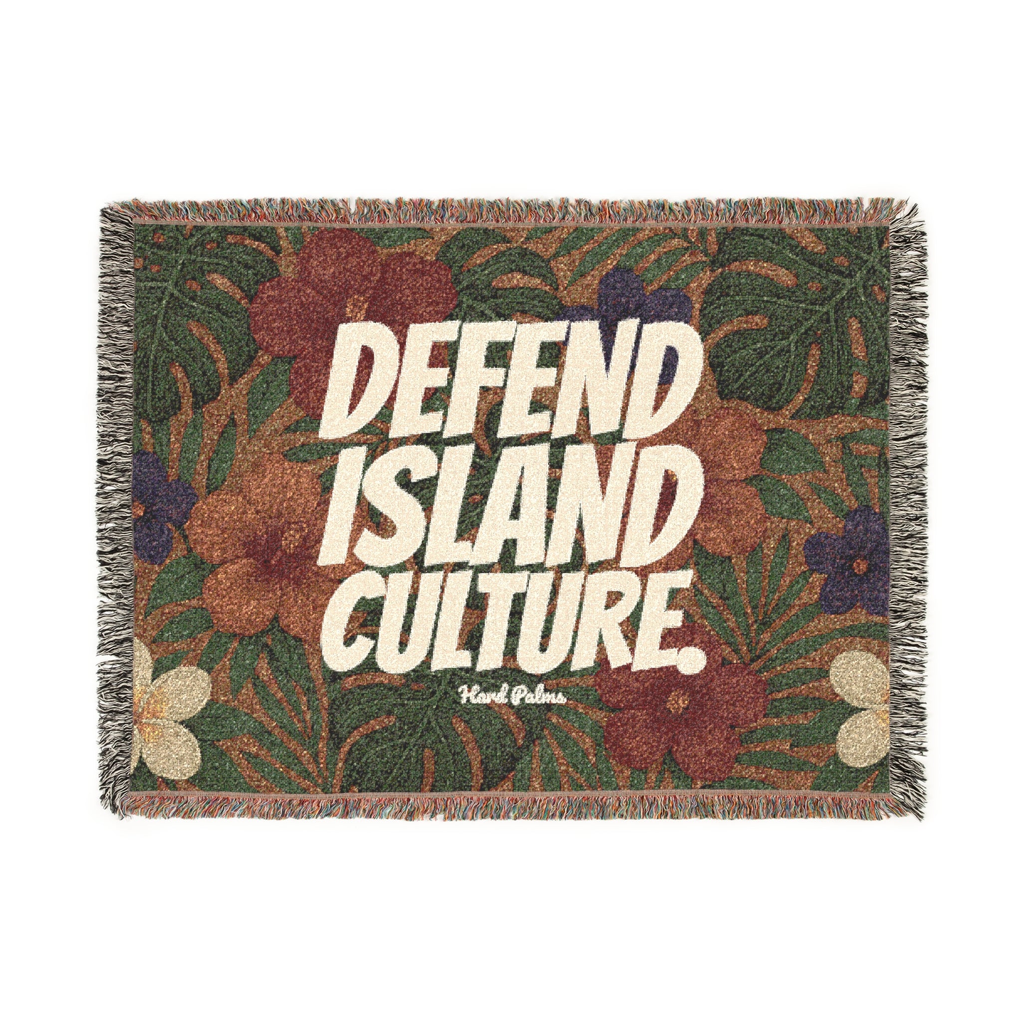 "Defend Island Culture" Woven Blanket – Premium Lifestyle Comfort & Cozy Throw - Coffee