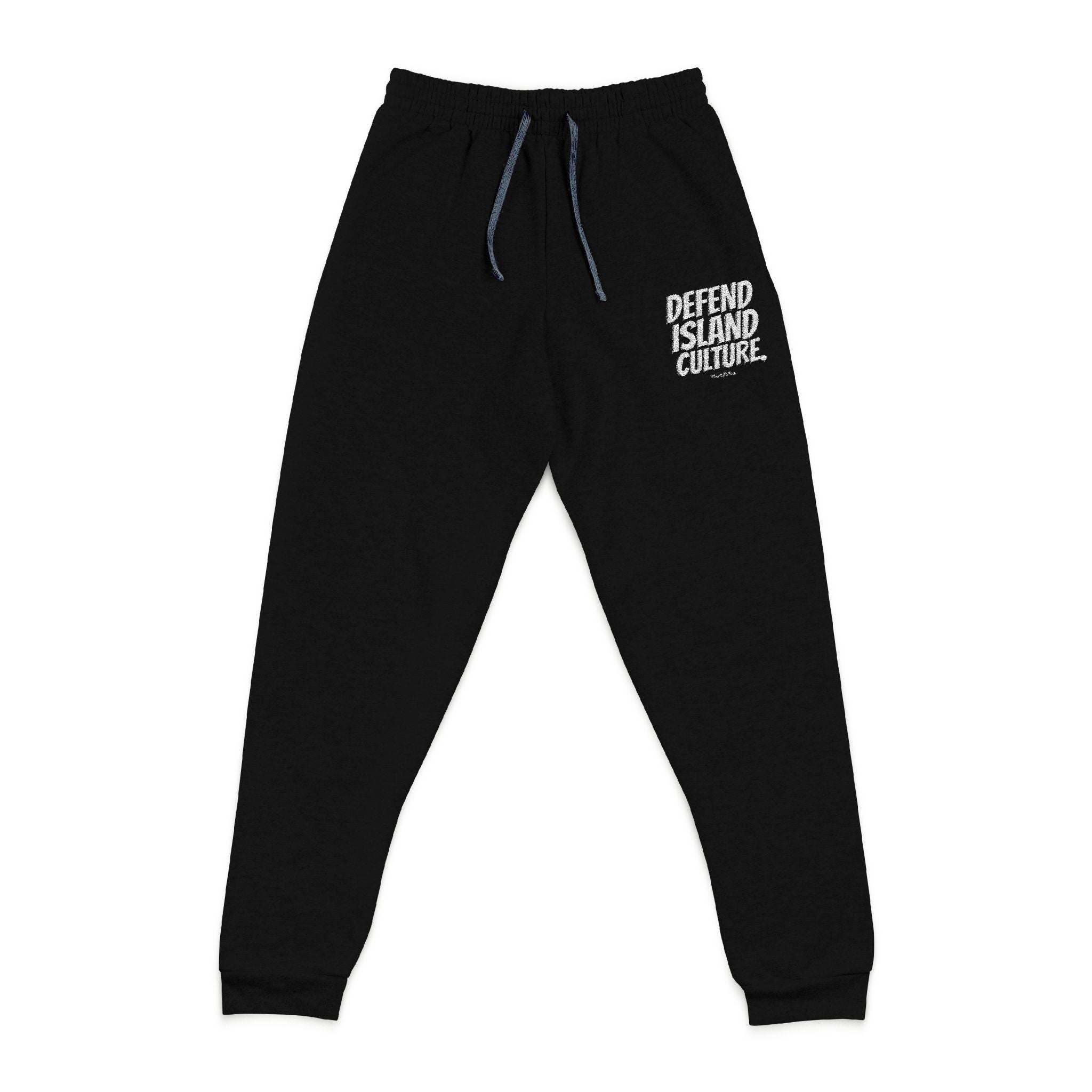 “Defend Island Culture” Embroidered Joggers – Lifestyle Streetwear Sweatpants by Hard Palms- Black