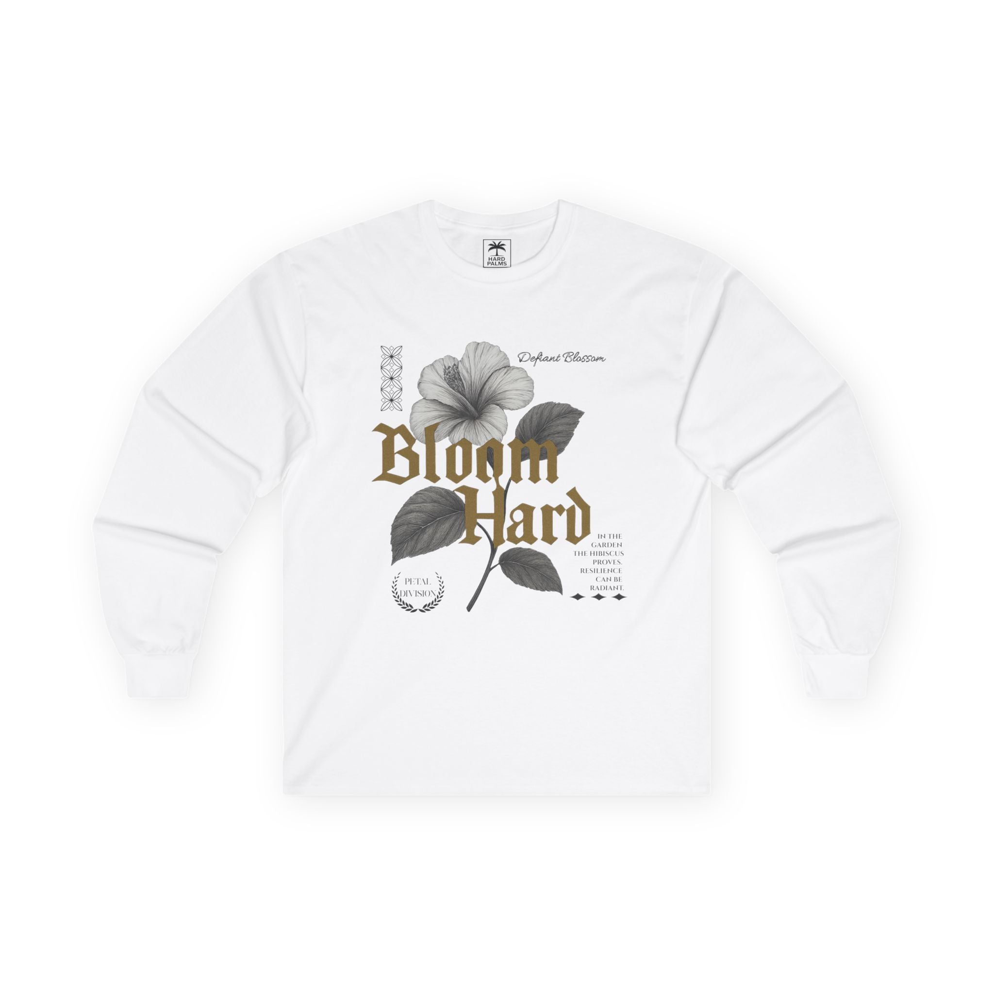 "Bloom Hard" Long Sleeve Tee - Lifestyle Streetwear by Hard Palms - White