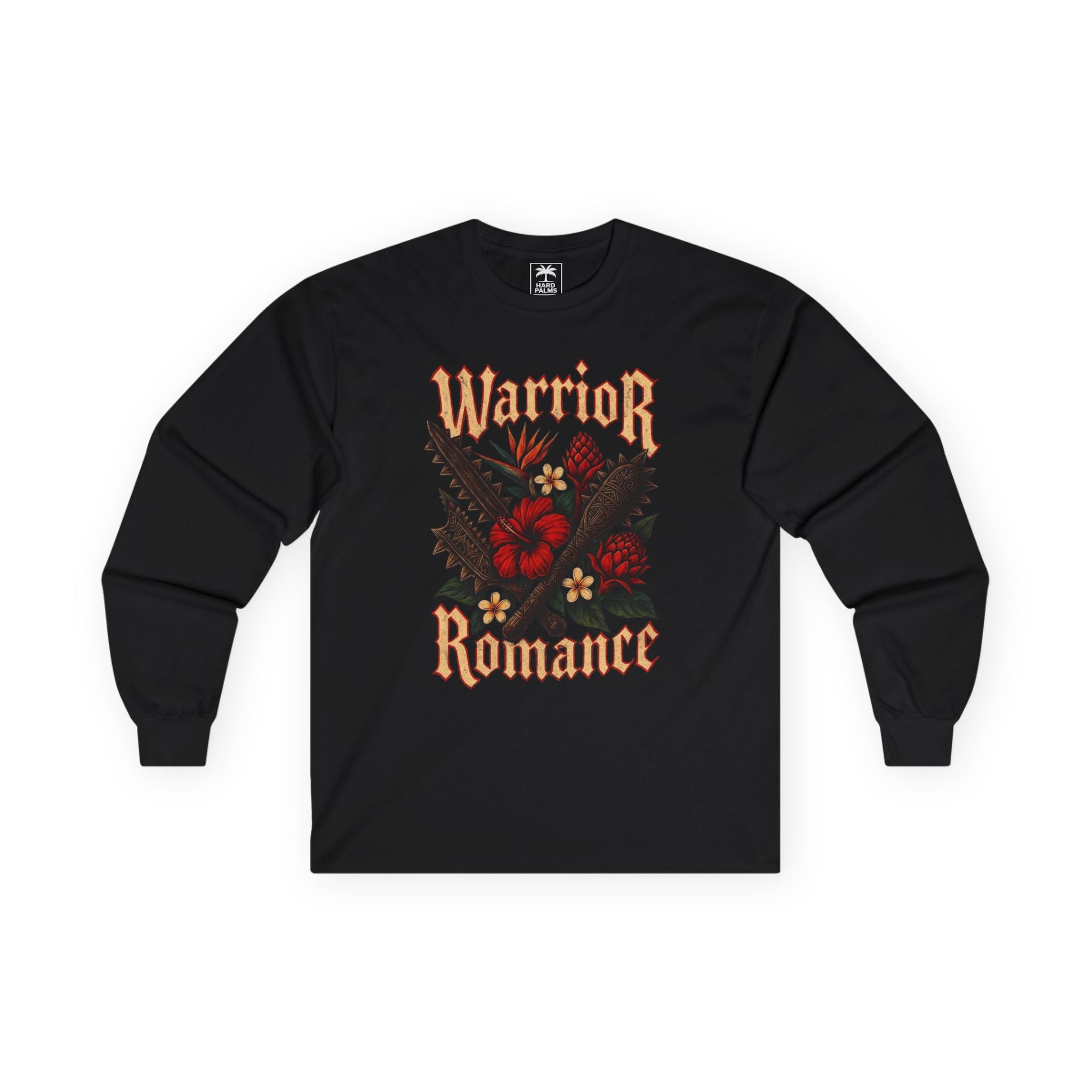 "Warrior Romance" Long Sleeve Tee - Lifestyle Streetwear by Hard Palms - Black