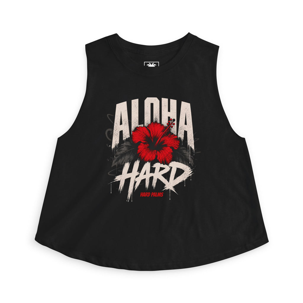 "Aloha Hard" Women's Crop Tank - Black