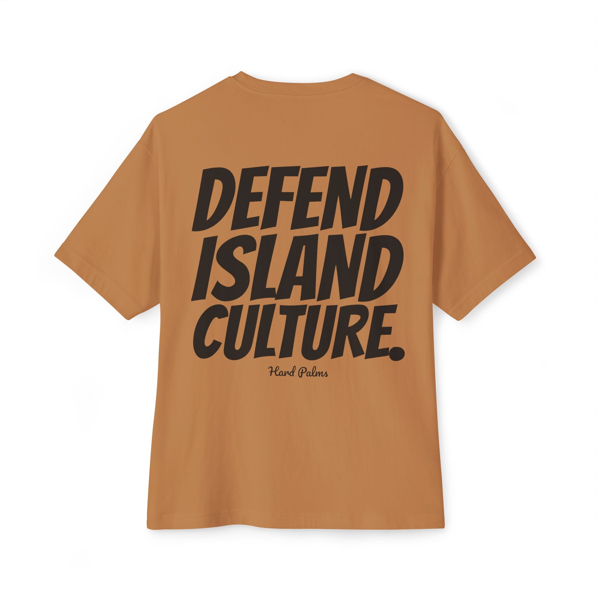 Hard Palms “Defend Island Culture” Oversized Boxy Tee - Premium Lifestyle Streetwear - Toast
