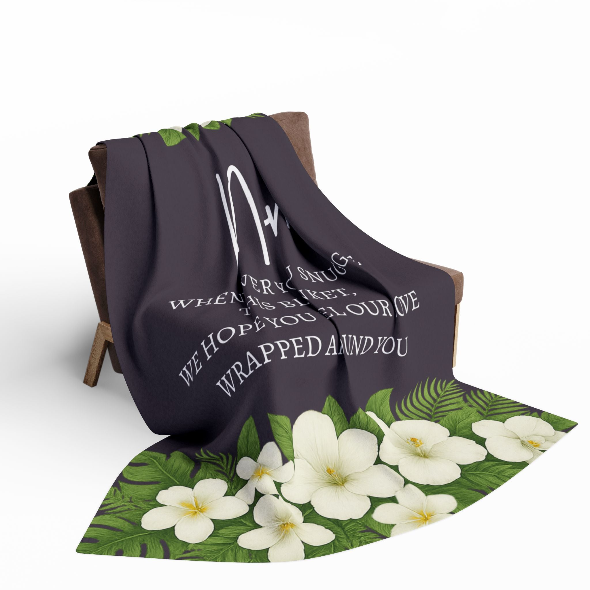 Mom Premium Fleece Blanket – Sentimental Gift for Mom – Tropical White Floral Throw by Hard Palms