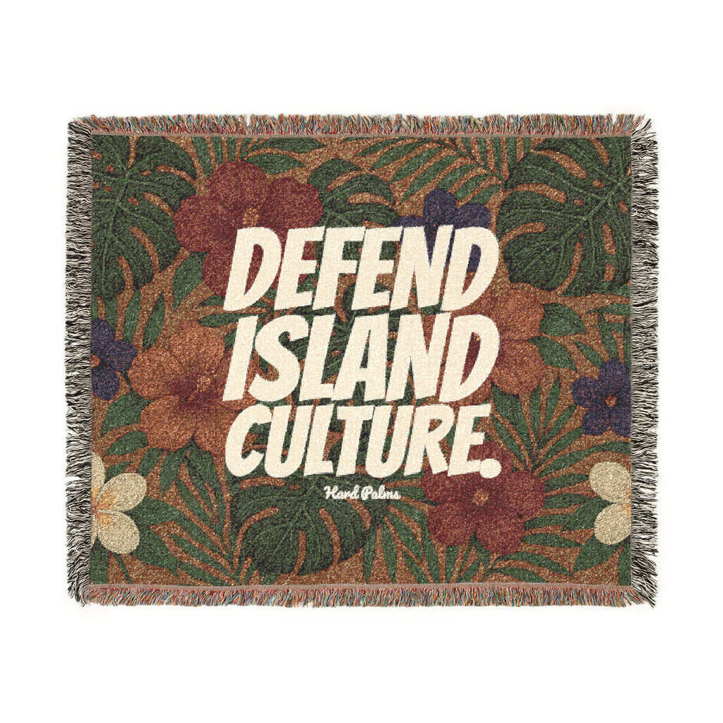 "Defend Island Culture" Woven Blanket – Premium Lifestyle Comfort & Cozy Throw - Coffee
