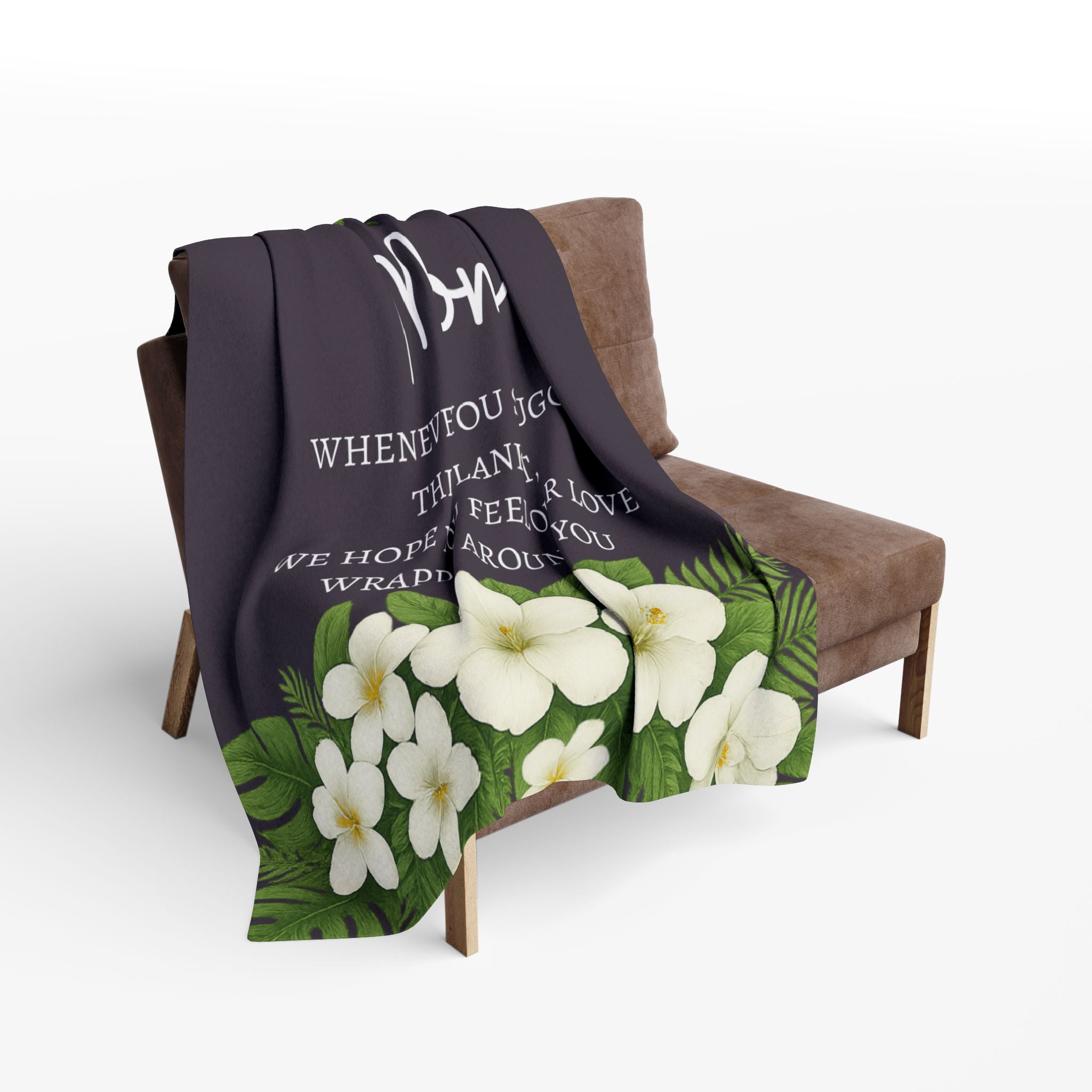 Mom Premium Fleece Blanket – Sentimental Gift for Mom – Tropical White Floral Throw by Hard Palms