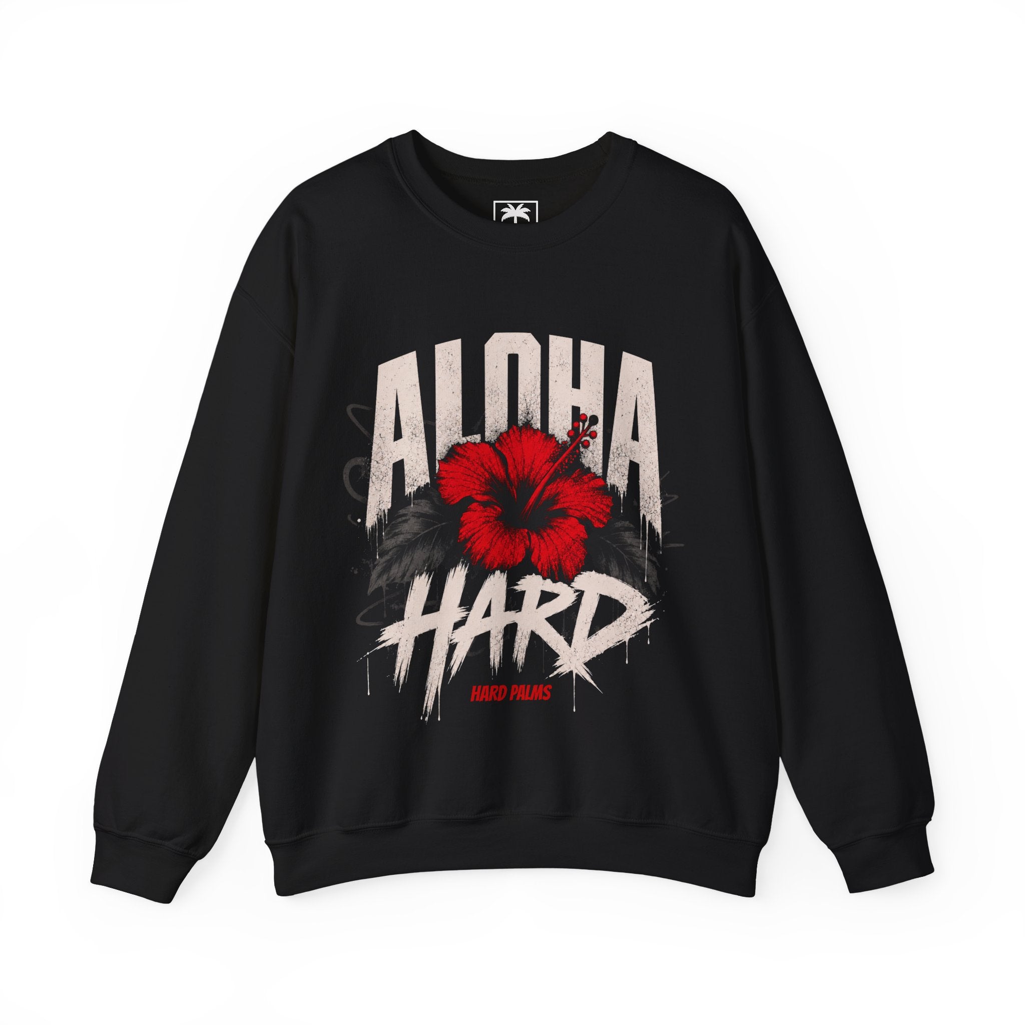 "Aloha Hard" Crewneck Sweater - Lifestyle Streetwear - Black