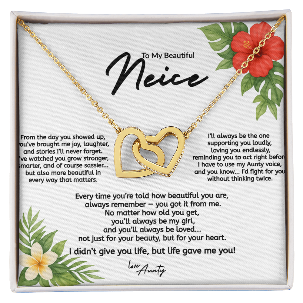 To My Niece Interlocking Hearts Necklace – From Aunty (Gold & Rose Gold Variants)